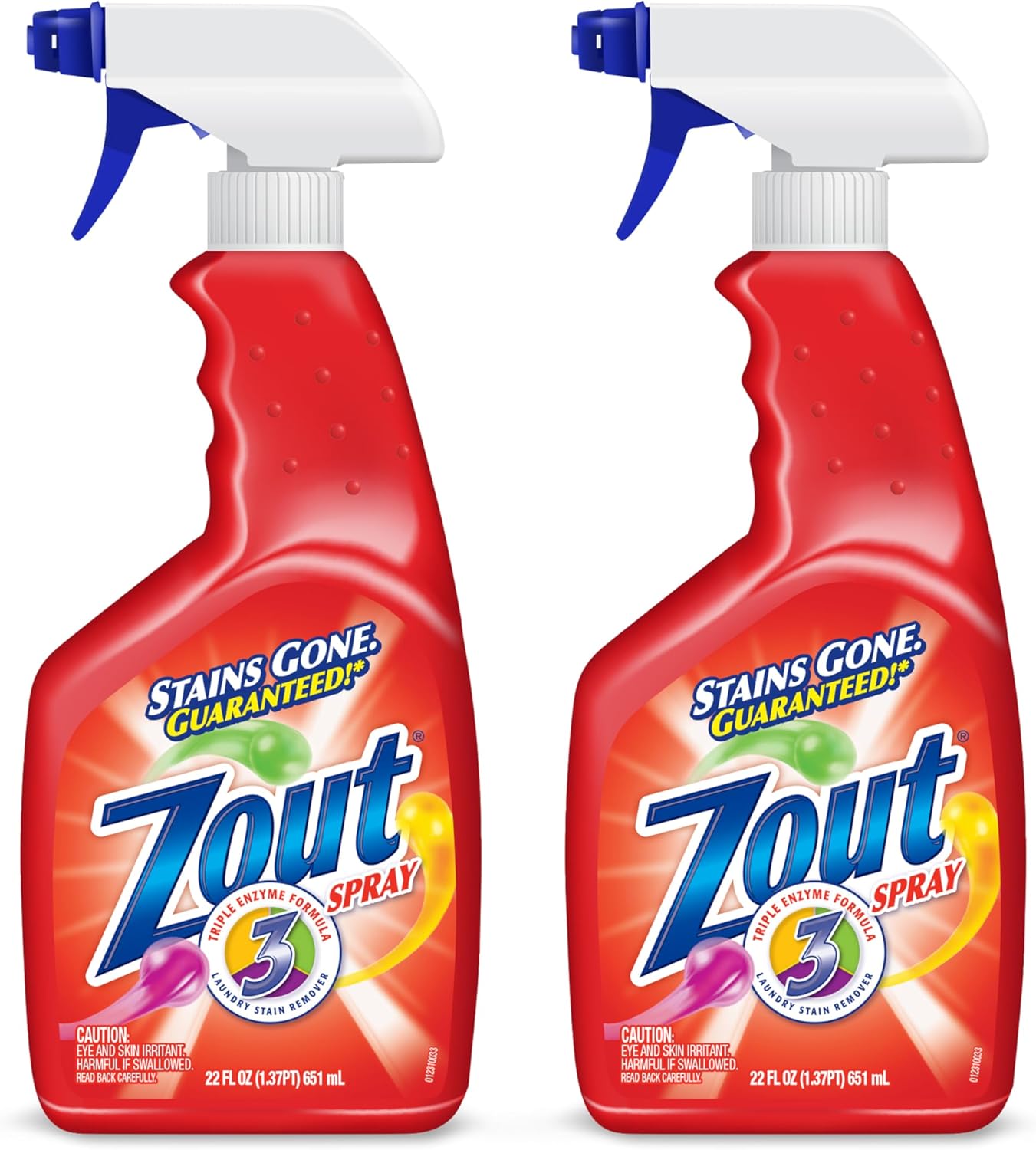 ZOUT Spray quitamanchas para lavandería, fórmula de triple enzima, 22 onzas, paquete de 2