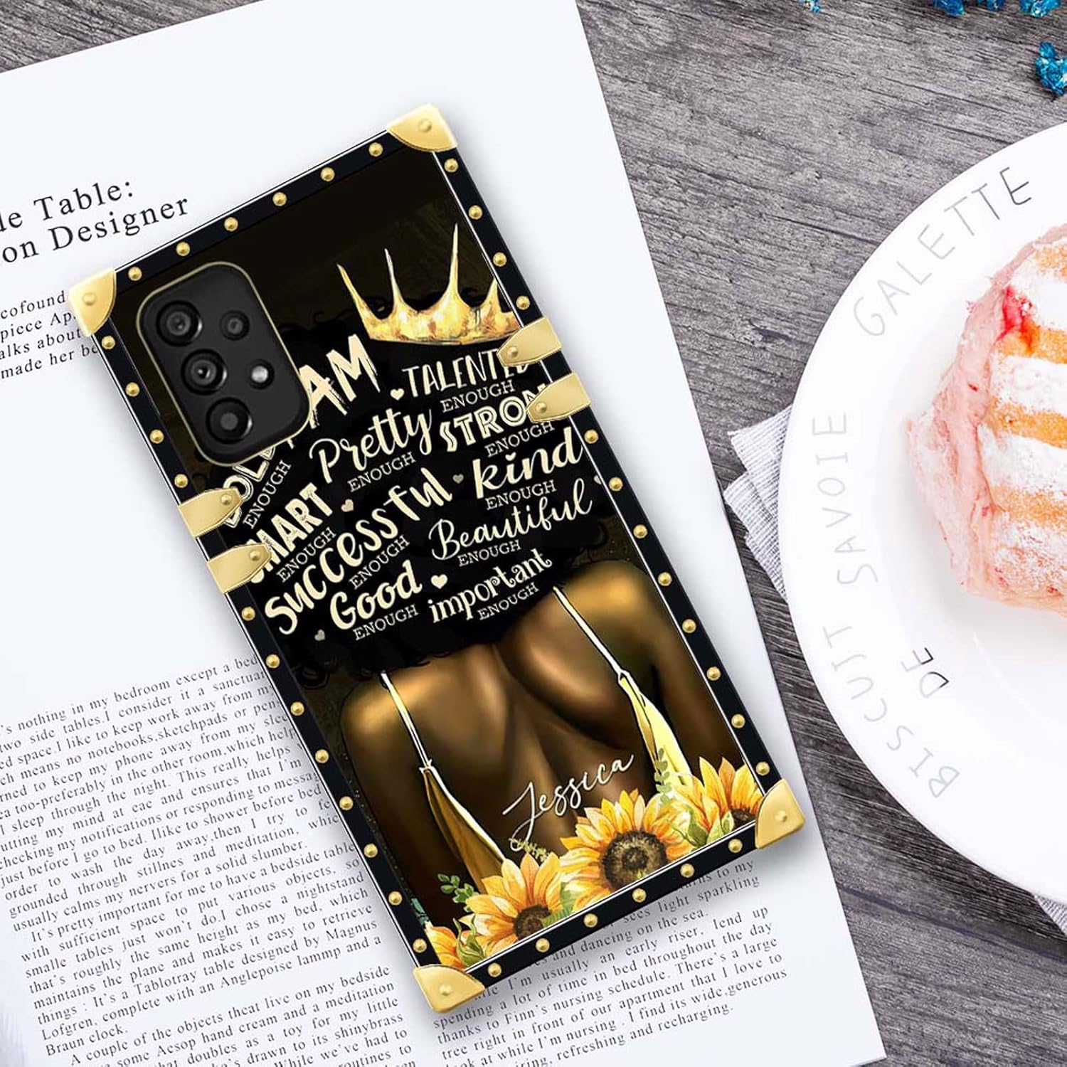 CARLOCA Funda compatible con Samsung Galaxy A53 5G, diseño de girasol, negro, dorado, de lujo, suave TPU duro, a prueba de golpes, protector para