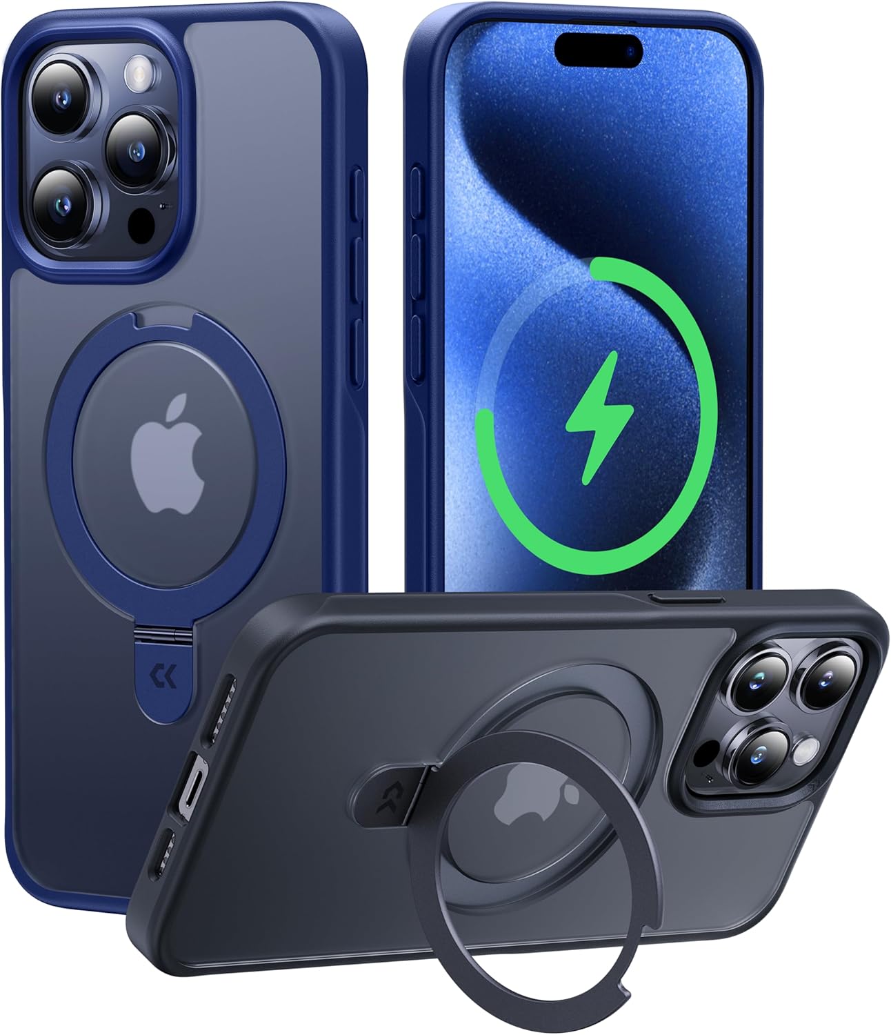 CASEKOO Funda con anillo magnético oficial original para iPhone 15 Pro Max protección militar contra caídas compatible con MagSafe Funda delgada