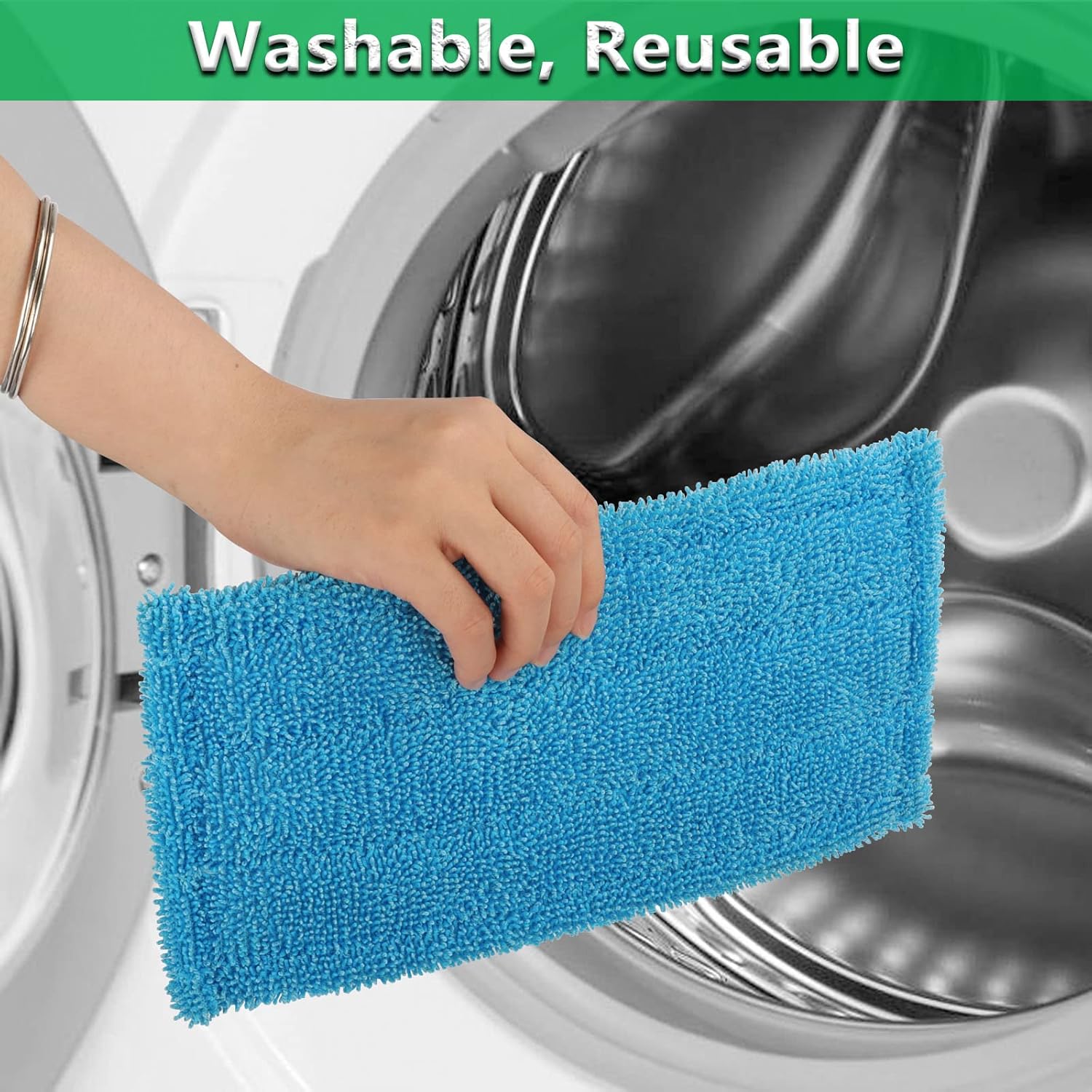 Paquete de 6 almohadillas reutilizables para trapeador compatibles con trapeador Swiffer, almohadillas de repuesto de microfibra lavables