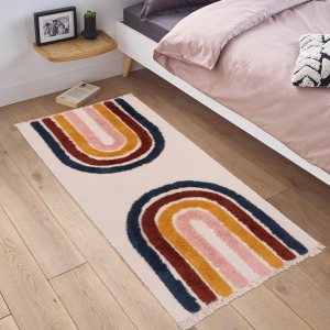 Ailsan Alfombra bohemia para dormitorio, de 2 x 4.3 pulgadas, de algodón, lavable a máquina, con borlas, para cocina, tapete colorido de arcoíris, Ailsan Alfombra bohemia para dormitorio, de 2 x 4.3 pulgadas, de algodón, lavable a máquina, con borlas, para cocina, tapete colorido de arcoíris,