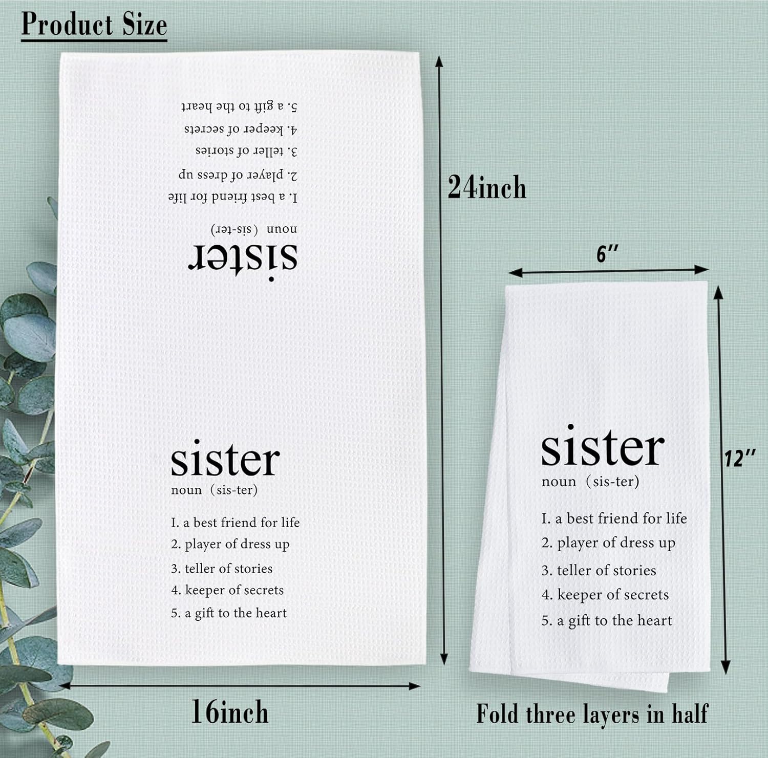 ZWZXR Sister Love – Divertidas toallas de cocina para cocina, toallas decorativas con refranes para cocina de 16 x 24 pulgadas, decoración familiar