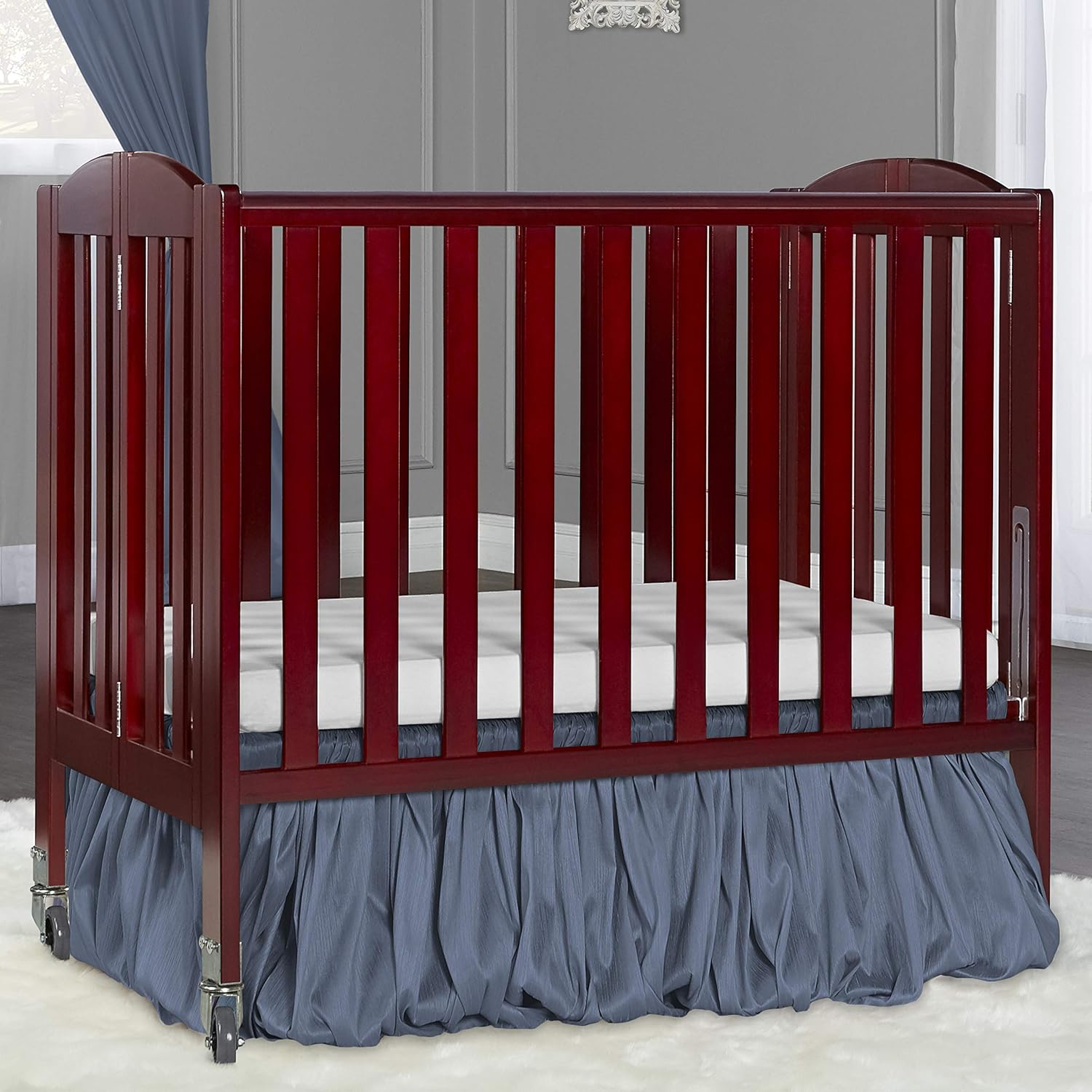 Cuna portátil de abedul plegable 2 en 1, cereza