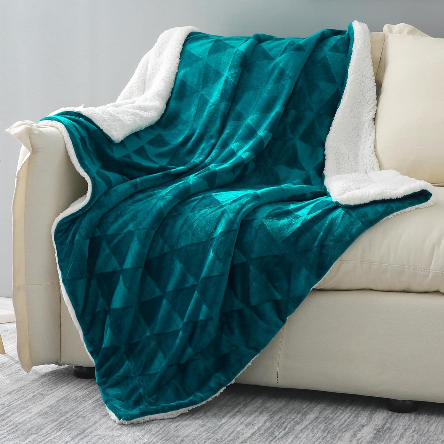 Exclusivo Mezcla – manta grande de 50″ x 70″, franela cepillada reversible y manta de sherpa de felpa, decorativa, ligera, suave y cálida