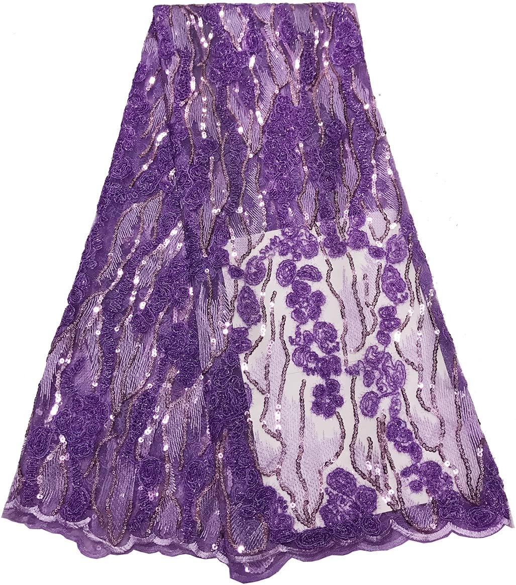 Tngan Tela de encaje de lentejuelas elegante bordado floral africano encaje purpurina nigeriana tul red para coser vestido de novia, 5 yardas, azul