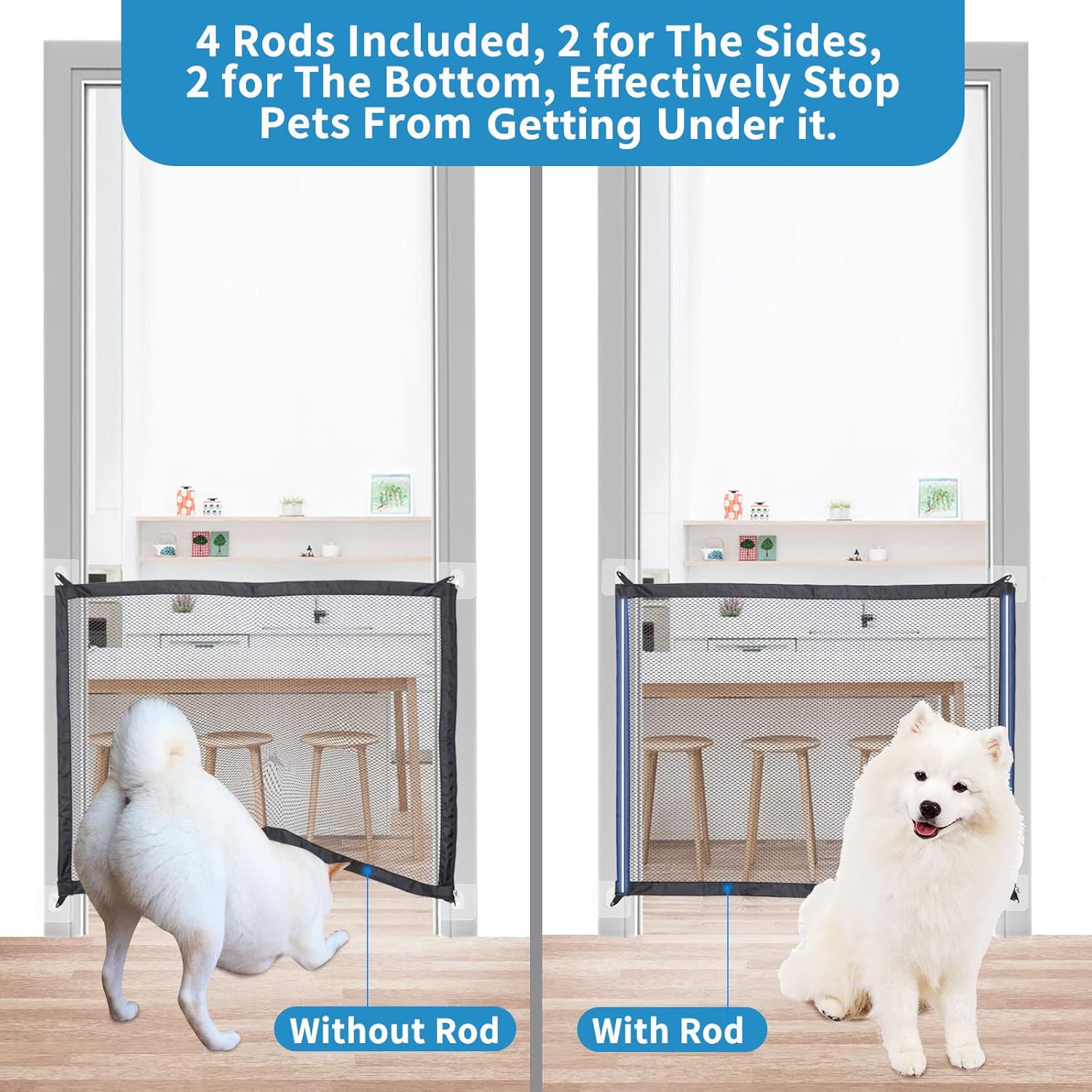 Puerta mágica ancha para perros, puerta grande retráctil para interiores y exteriores, puerta plegable extra ancha expandible de malla para mascotas