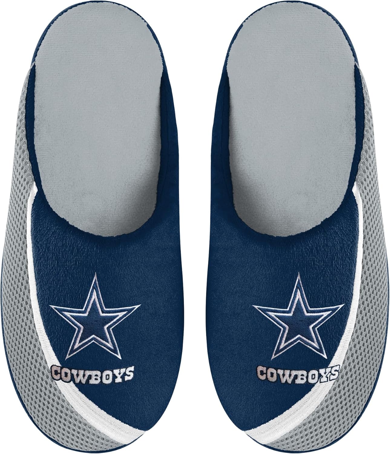 FOCO Pantuflas NFL 2022 con logotipo grande y borde de color para hombre