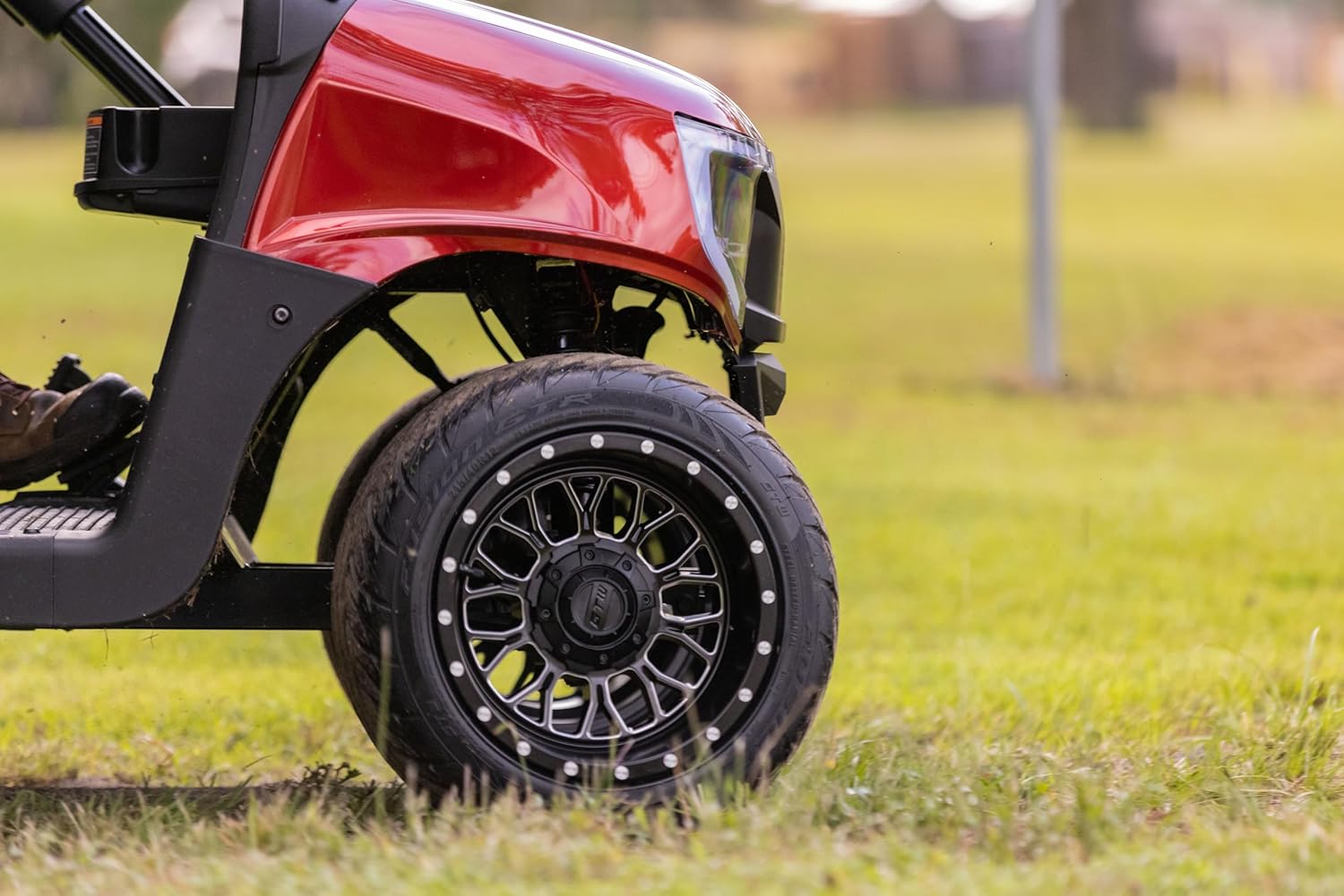 GTW Helix – Rueda de aluminio para carrito de golf de 12 pulgadas de 12 x 7 pulgadas, 4-4 pernos  desplazamiento 34 (negro matemecanizado)