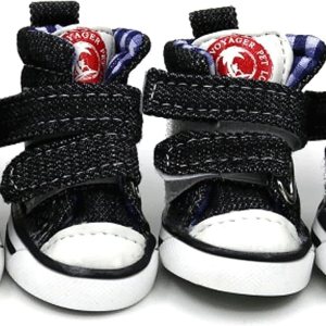 GabeFish Zapatos para perros Zapatilla de lona con velcro para mascotas, botas antideslizantes para cachorros Chihuahua, protector de patas, negro, GabeFish Zapatos para perros Zapatilla de lona con velcro para mascotas, botas antideslizantes para cachorros Chihuahua, protector de patas, negro,