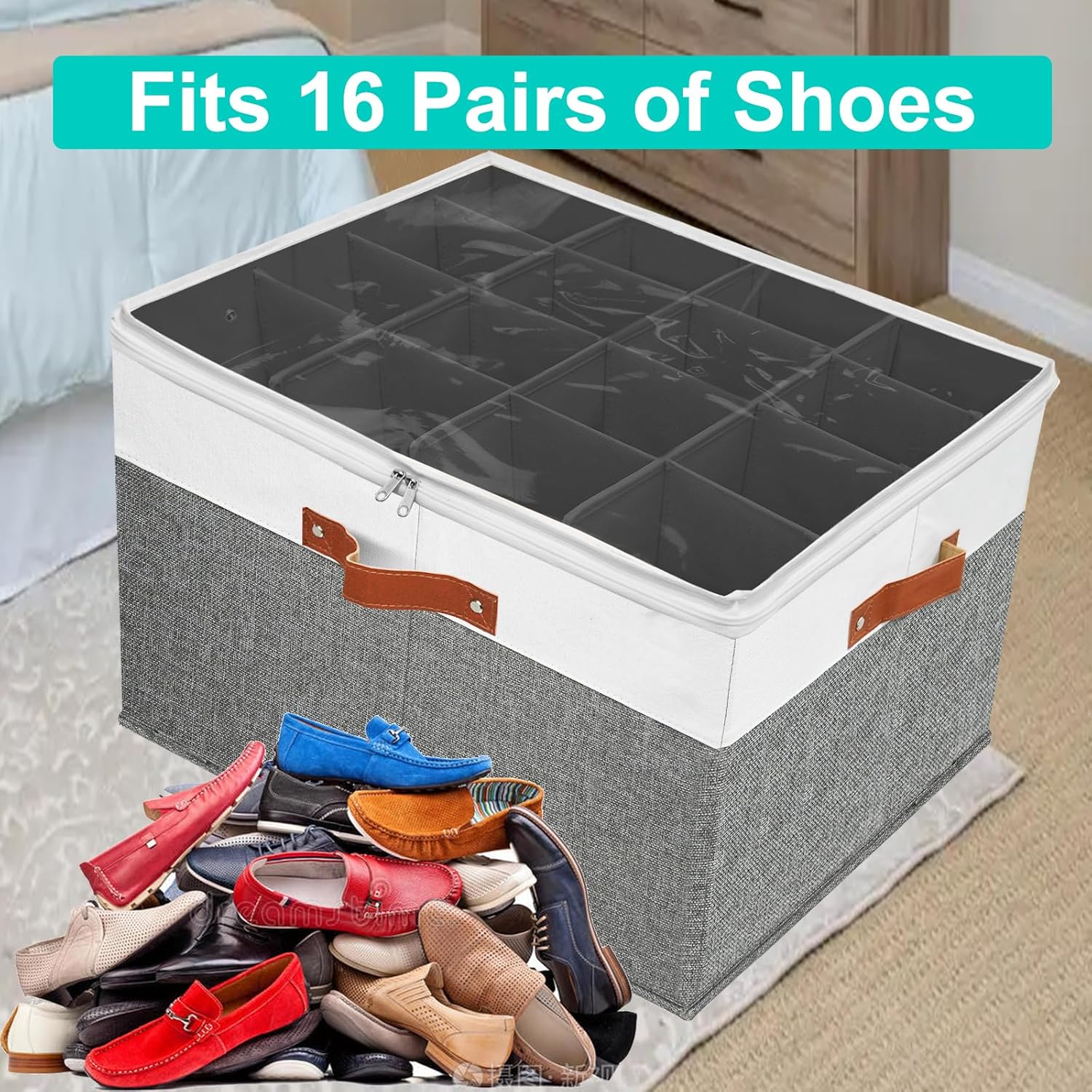 storasier Organizador de almacenamiento de zapatos para armario, caja de almacenamiento de zapatos apilable para entrada, armario de almacenamiento