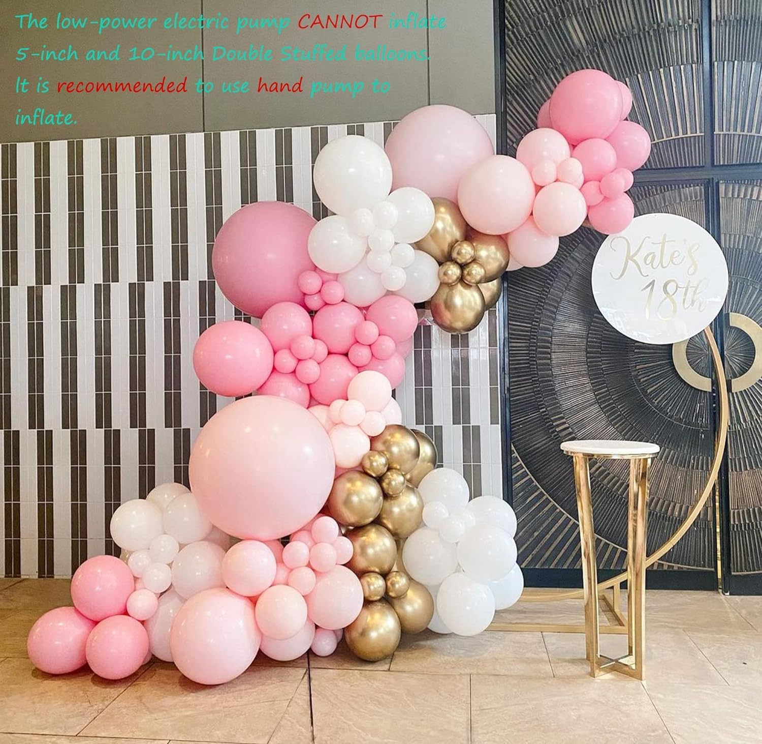 Kit de arco de guirnalda de globos rosados, globo de látex de doble relleno, color rosa claro y blanco, crema, melocotón, diferentes tamaños, 18,