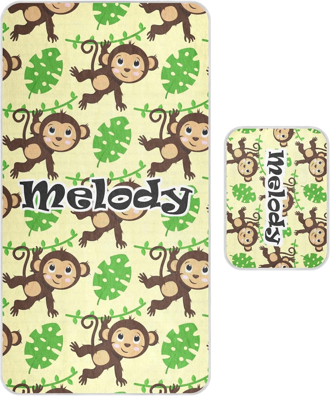 Custom Monkey Leaves Crib Mattress Protector Pad for Boys Girls Baby Ice Silk Mat Bed Toddler Mattress Sheets Cooling Mattress Topper for Newborn