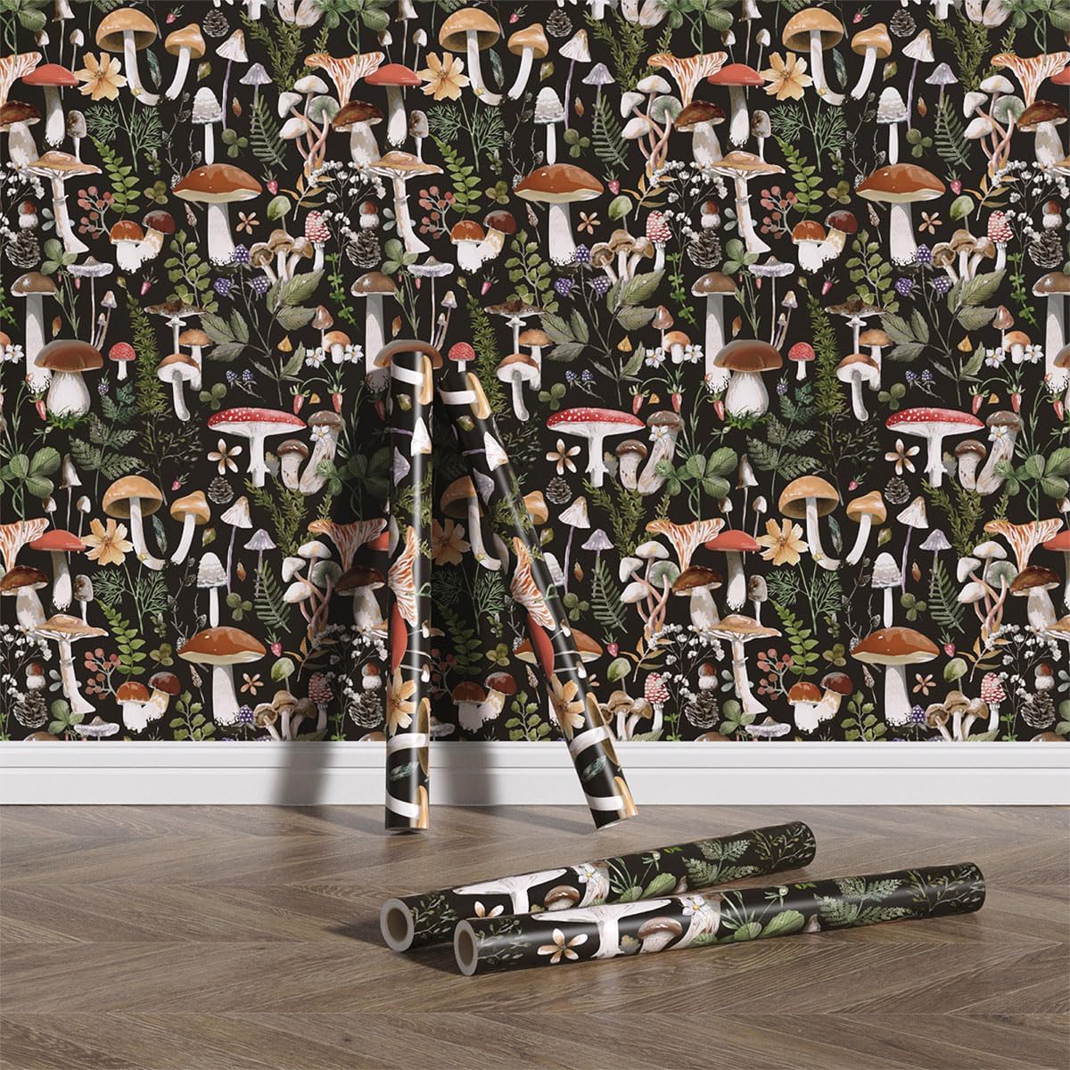 Papel tapiz autoadhesivo para despegar y pegar, papel de contacto para decoración de bañohogar, papel tapiz floral bohemio negro, papel tapiz de