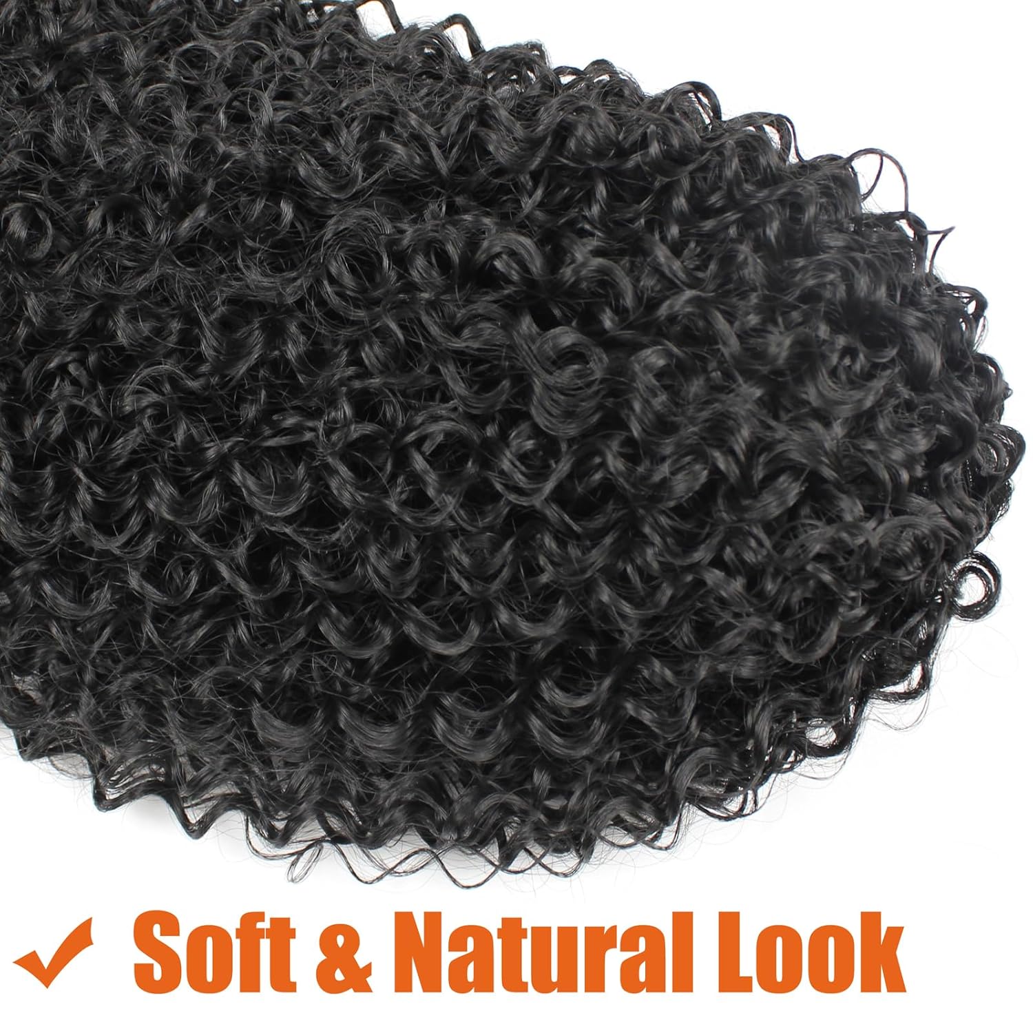 UNIFAB Cola de caballo rizada con cordón para mujeres negras, afro, rizado, aspecto natural, extensiones de cabello sintético con clip para mujeres