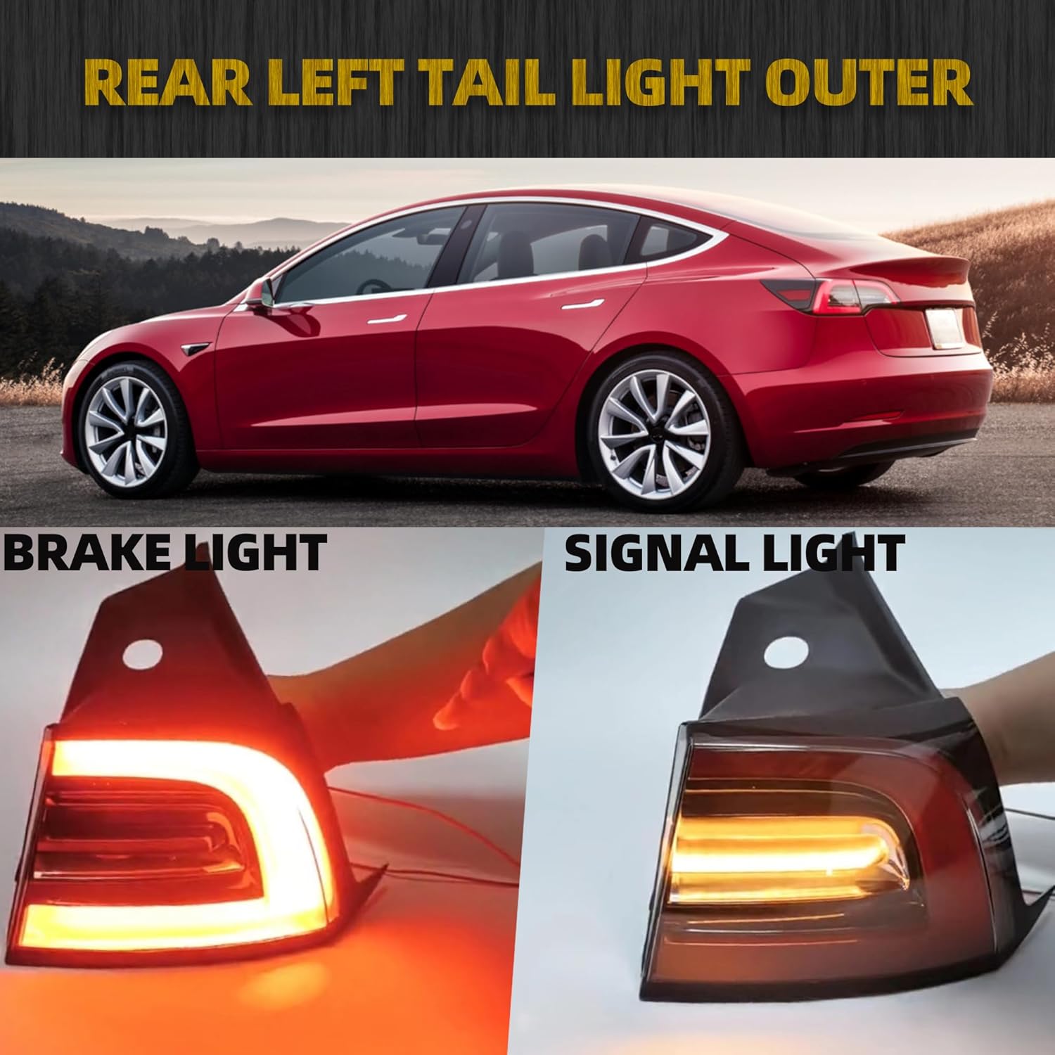 Dasbecan Conjunto de luz trasera trasera izquierda exterior LED compatible con Tesla Model 3 Model Y 2021 2022 2023, reemplaza # 1502086-00-D