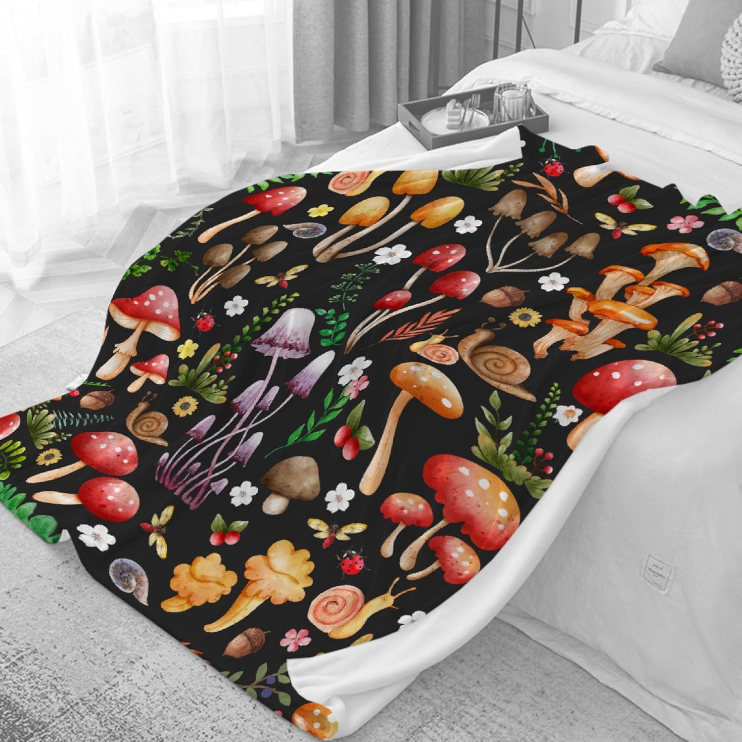Manta de franela suave y ligera de regalo de hongos, adecuada para cama, sala de estar y viajes, de 80 x 60 pulgadas, para Audlt