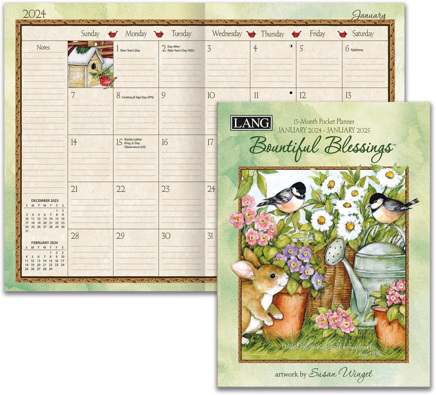 LANG Bountiful Blessings 24991003158 – Agenda mensual de bolsillo 2024