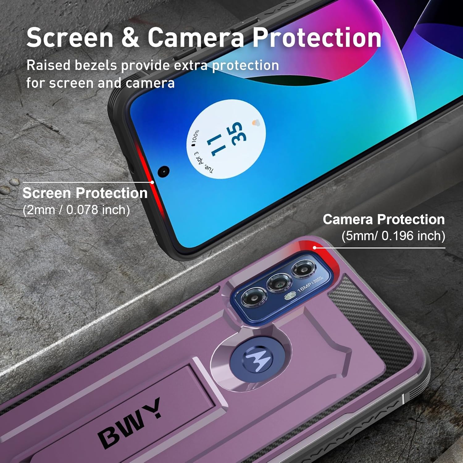 Funda diseñada para Moto G Play 2023 con protector de pantalla, funda protectora militar resistente para teléfono Moto G Play 2023, soporte