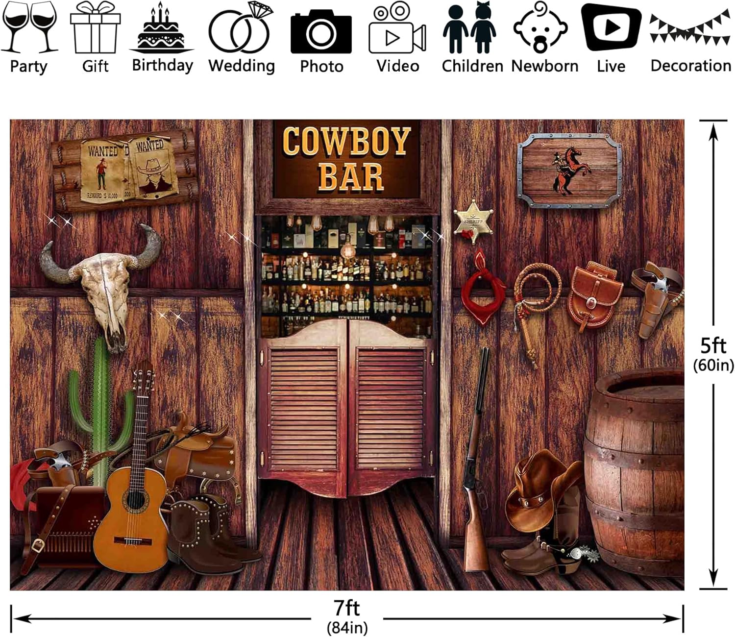 Fondo de madera rústica de 7 x 5 pies, diseño de vaquero occidental, fondo de fotografía de granero, decoración de fiesta de cumpleaños para niños,