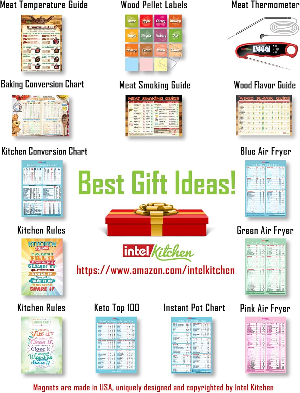 Juego de regalos definitivos para barbacoa la mejor guía imprescindible para ahumar carne con 47 tipos de carne + guía de sabor de madera + tabla de