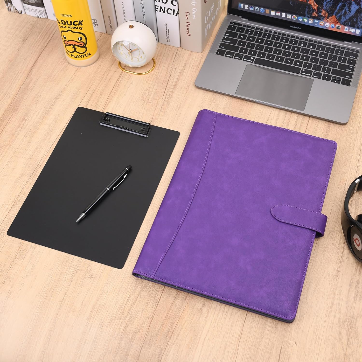 Wason Portafolio Padfolio A4 – Carpeta de piel sintética con almohadilla de escritura, funda extraíble para portapapeles, tarjeta, soporte para