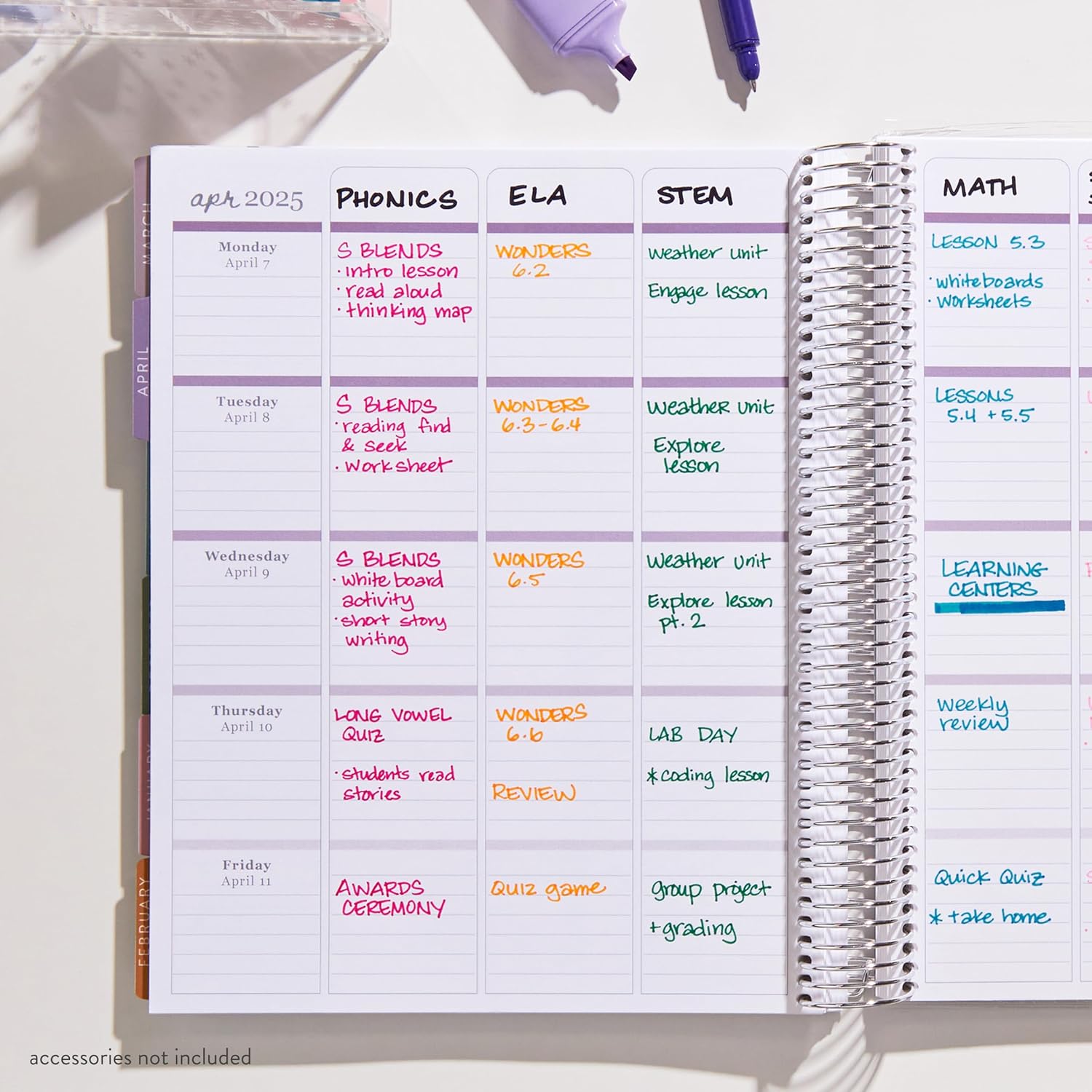 Erin Condren Agenda de lecciones para profesores en espiral de 85 x 11 pulgadas (agosto de 2024 a julio de 2025)  Marca la diferencia, cubierta