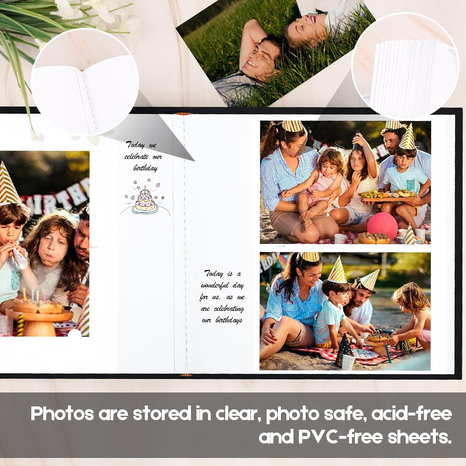 Álbum de fotos de 4 x 6 pulgadas, 240 fotos con espacio de escritura, álbum de fotos de 4 x 6 pulgadas, cubierta de lino con ventana frontal, 240
