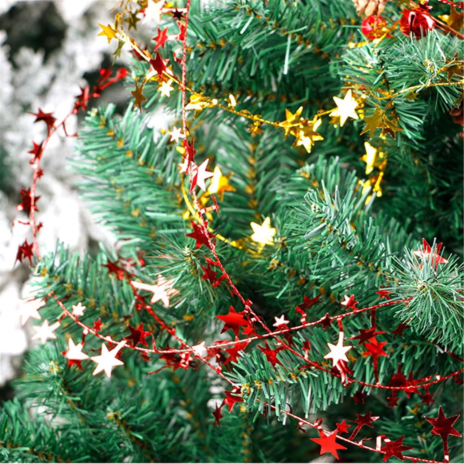 Guirnalda de alambre  Guirnalda de alambre de oropel en forma de estrella brillante de Colorfol, decoración de Navidad para árboles de Navidad,