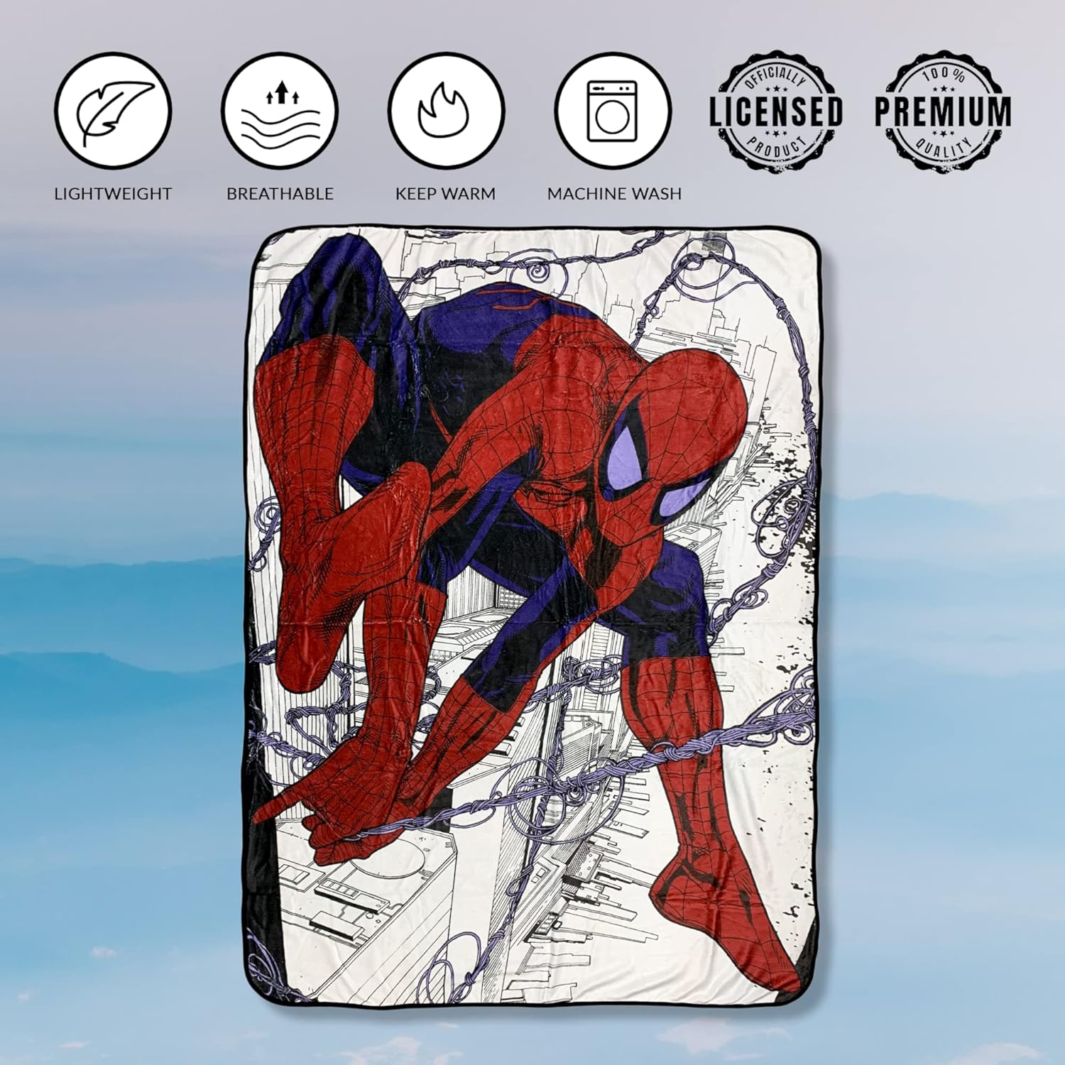Marvel Spider-Man Webslinger – Manta de forro polar de franela súper suave y ligera de 45 x 60 pulgadas