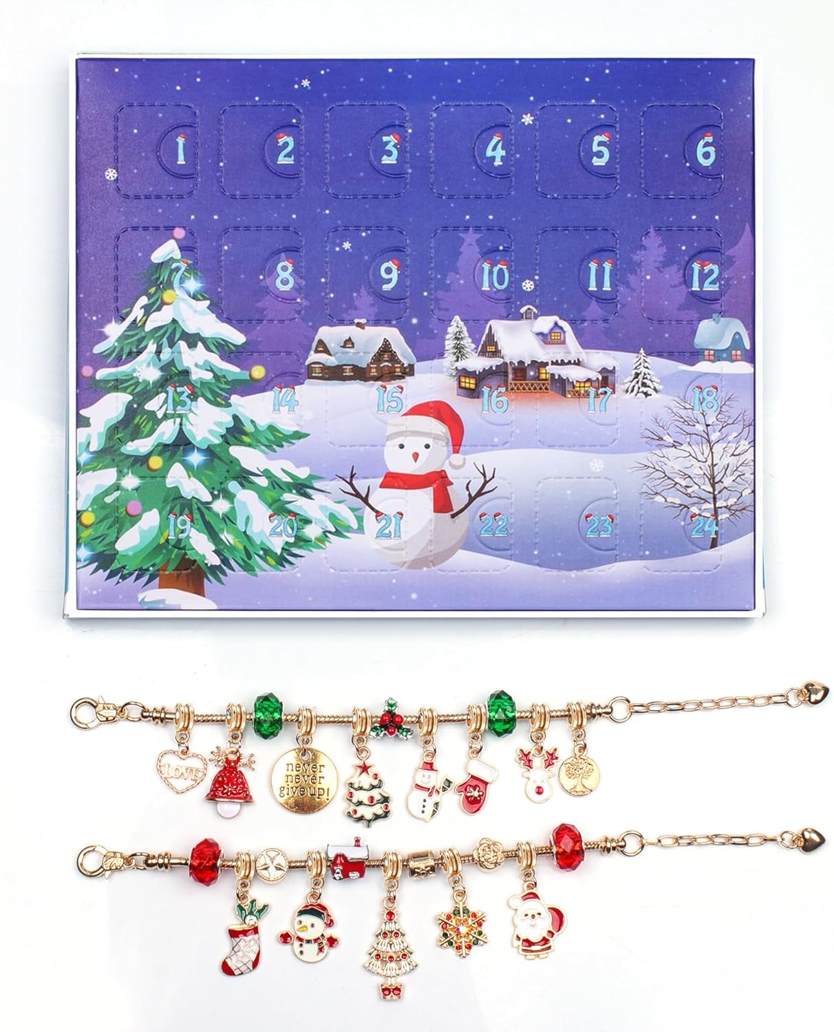 Calendario de Adviento de Navidad 2023, kit de fabricación de pulseras para niñas, calendario de cuenta regresiva de Navidad, pulseras de joyería