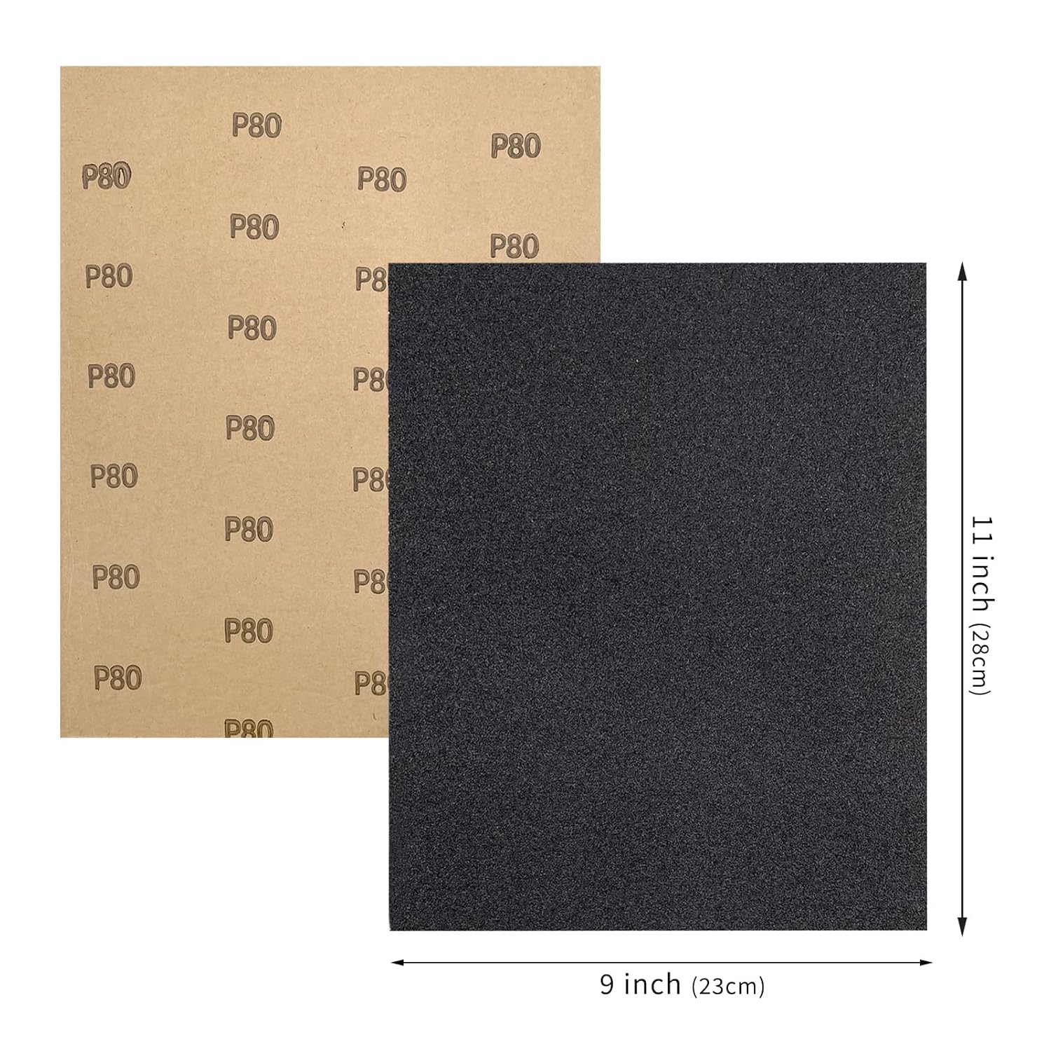 9 x 11 pulgadas, 15 piezas de papel de lija húmedo y seco, papel de arena abrasivo impermeable de grano 80, hojas de papel de lija de carburo de