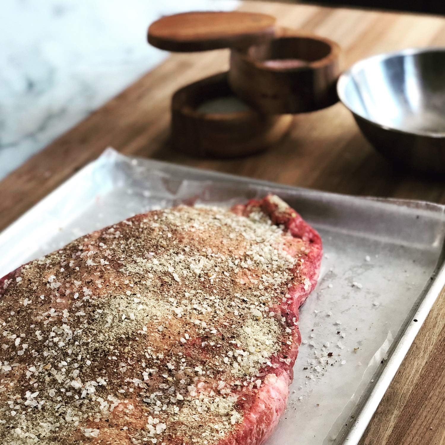 Ironwood Gourmet Fort Worth – Plato para carne con canal de jugo, madera de acacia 13 x 11 x 0.75 pulgadas y 28221 salero de los Apalaches, madera