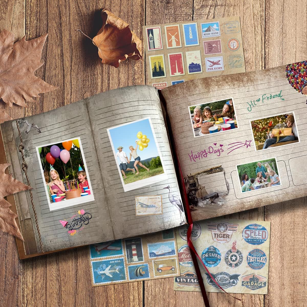 Libro de aventuras, libro de recortes, diario de viaje, libro de fotos con tapa de letras en relieve, álbum de fotos grande hecho a mano para