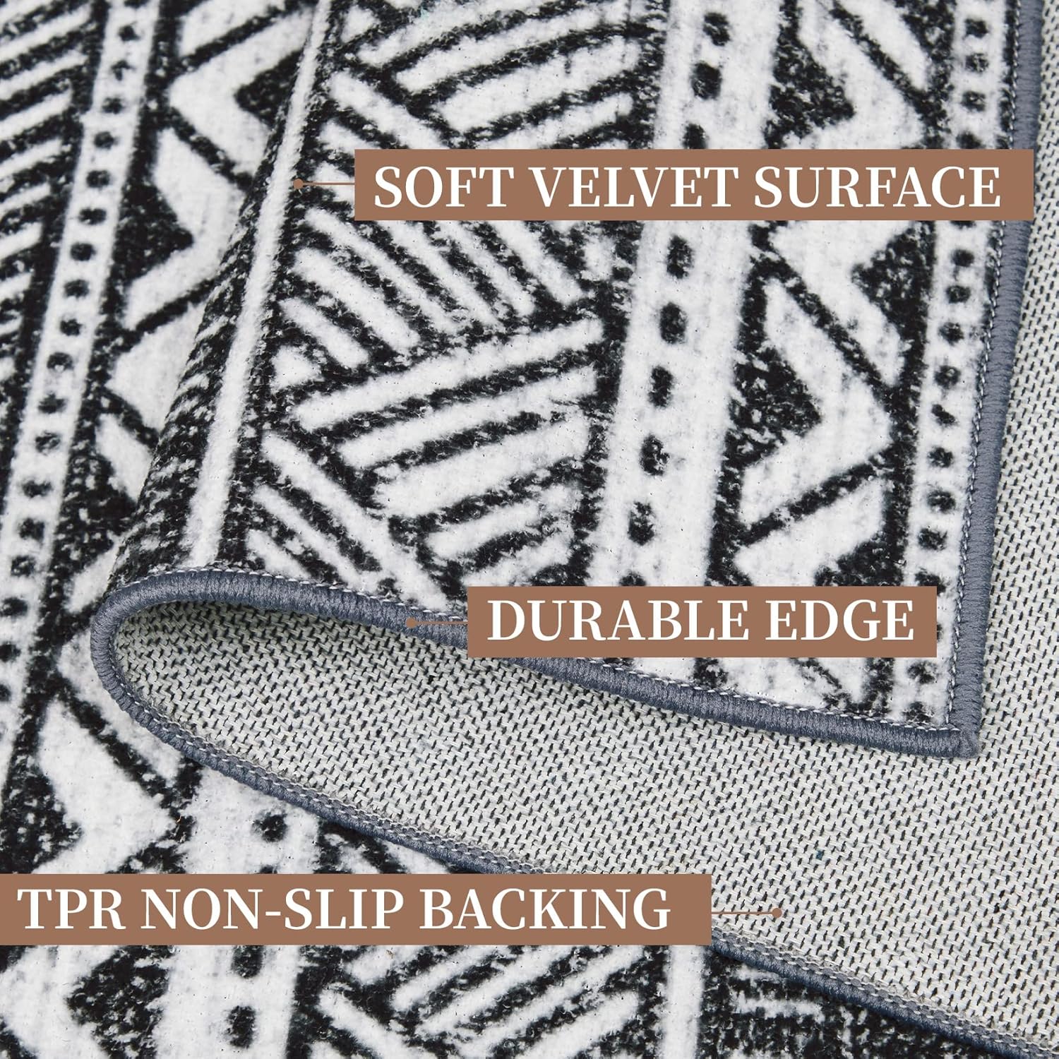 Alfombra bohemia de 5 x 7 pies, lavable a máquina, moderna, de diamante, envejecida, plegable, para mesa de café, decoración de mesa de comedor,