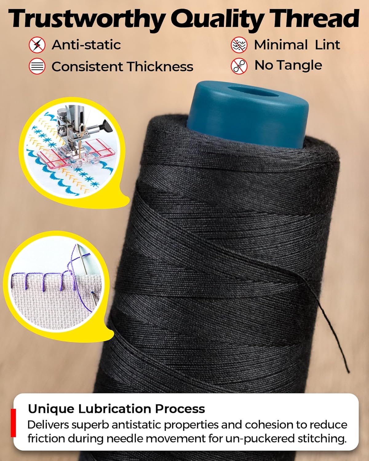 FIVEIZERO Hilo de coser para tapicería Serger acolchado 2 carretes extra fuertes 20S3 2000yds Conos de hilo de poliéster, hilo multiusos resistente