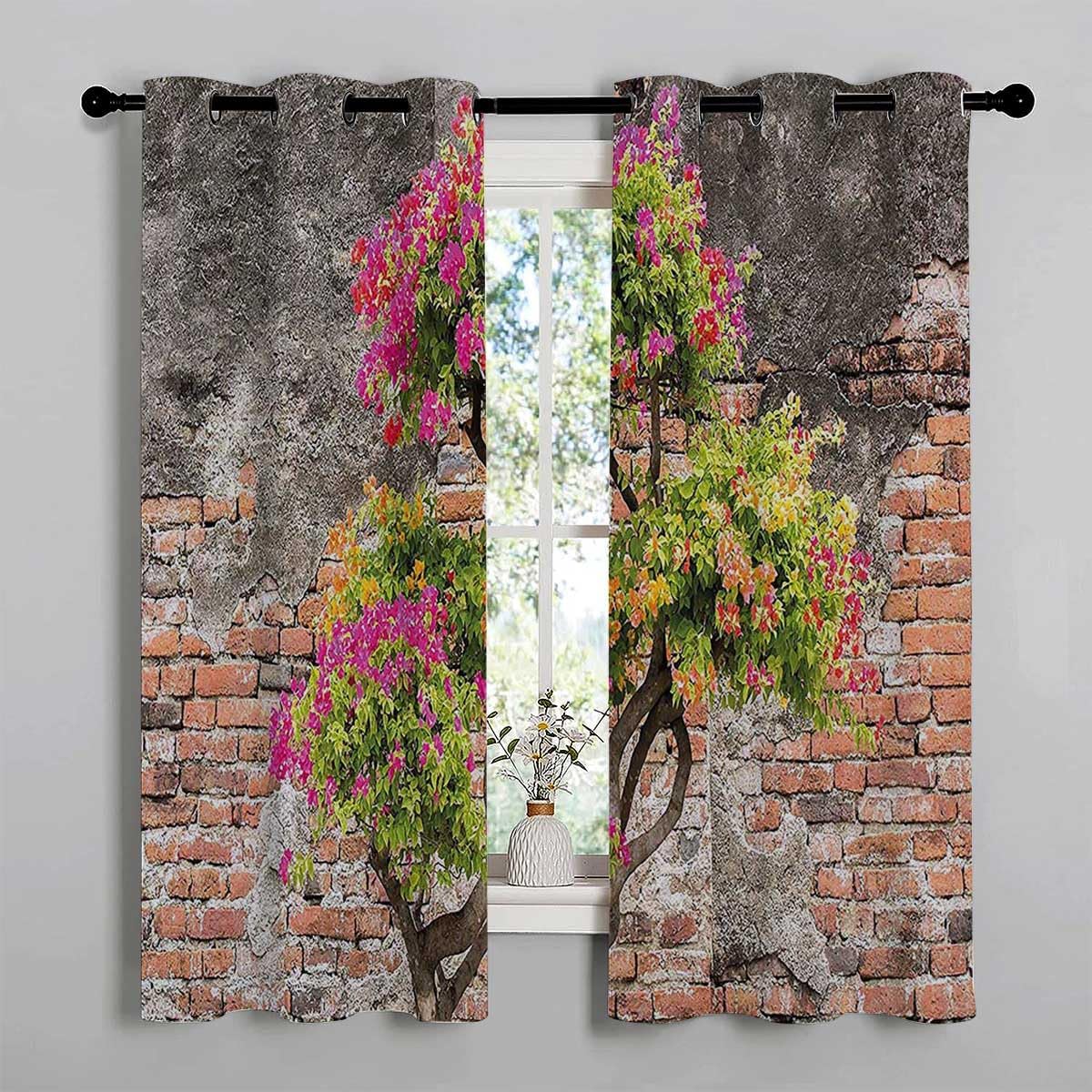 YANFENQI Cortina Blackout para Habitacion Rustic Home Decor Grommet Short Curtains for Closet with No Door Drapes 55Inch Width by 45Inch Length,2