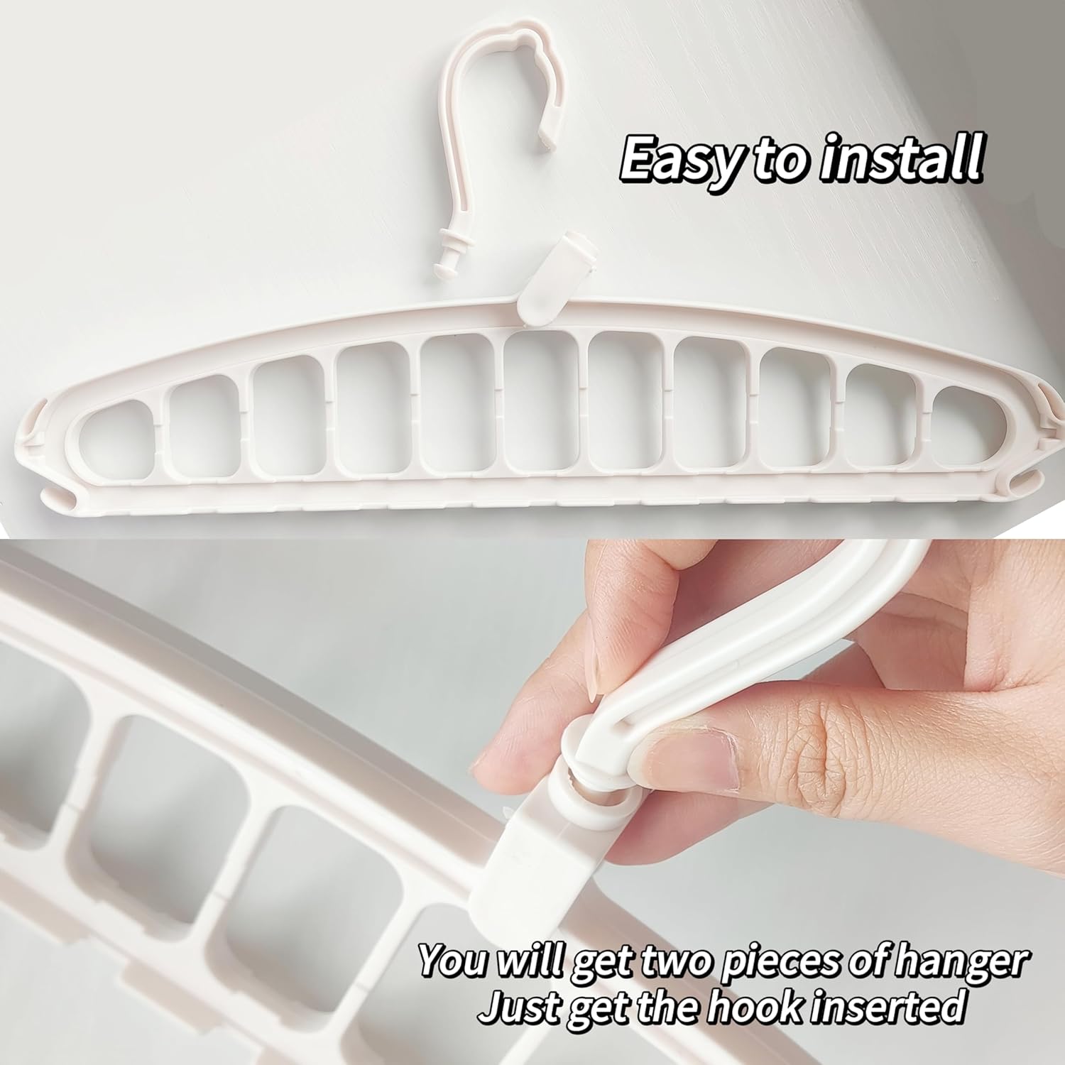 Perchas que ahorran espacio para organizadores de clóset y almacenamiento, colgador de ropa de plástico blanco resistente para suéter de camisa,