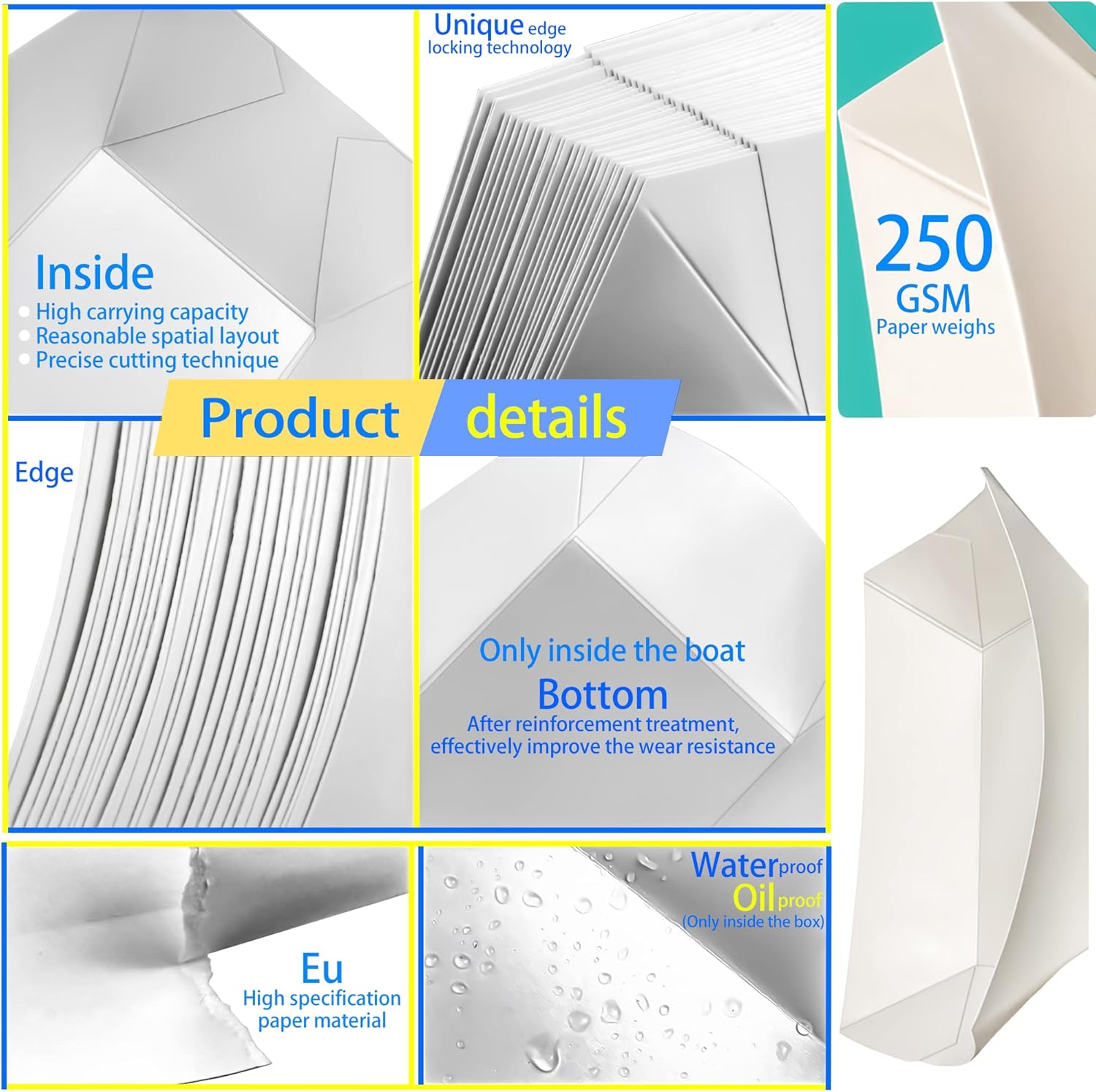 MotBach Paquete de 150 botes de papel para alimentos, bandejas desechables de papel kraft de 1 libra, botes de papel para llevar, bandejas de servir