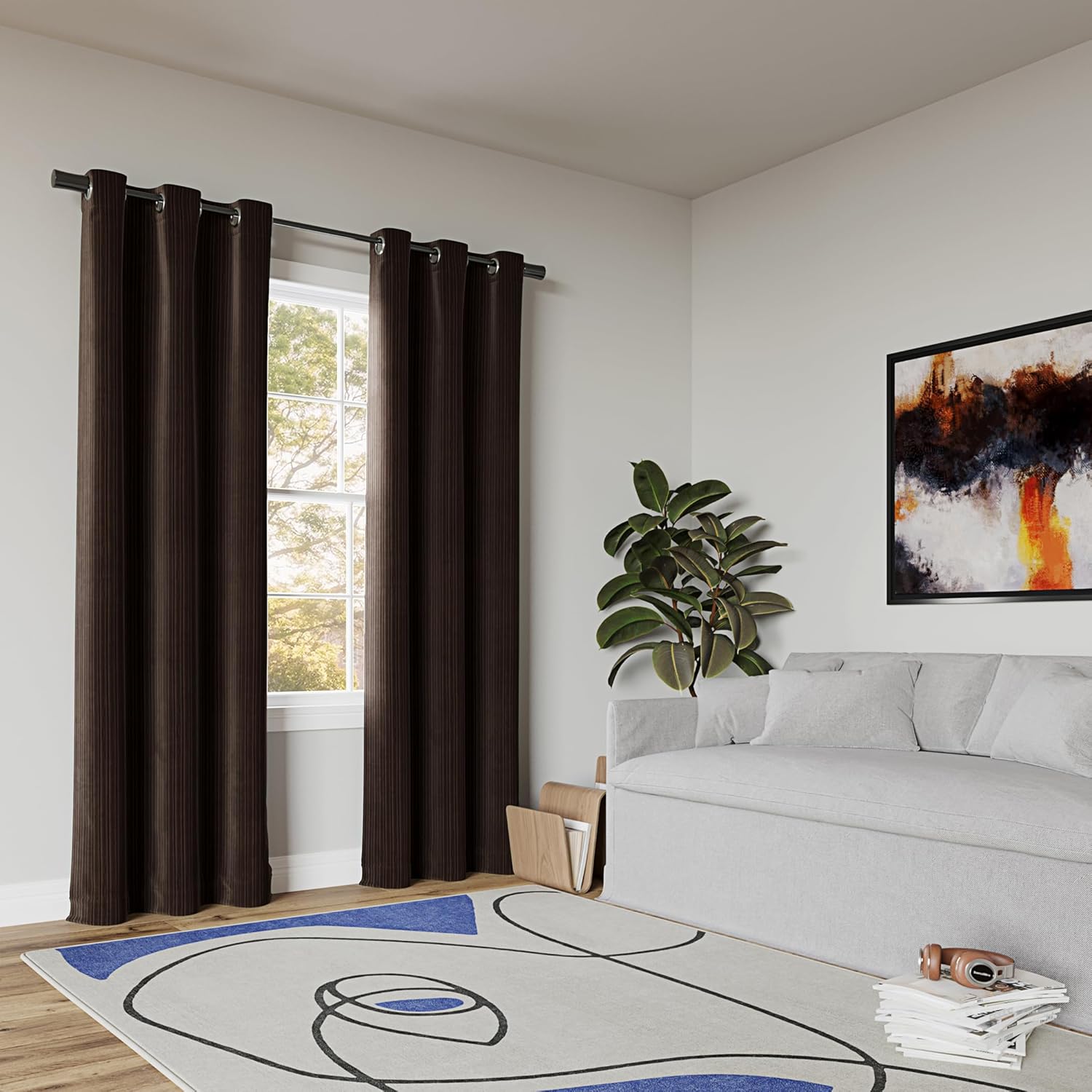 Sun Zero Scarlett – Juego de 2 paneles de cortinas opacas plisadas de terciopelo que reducen el ruido, 40 x 84 pulgadas, marrón chocolate