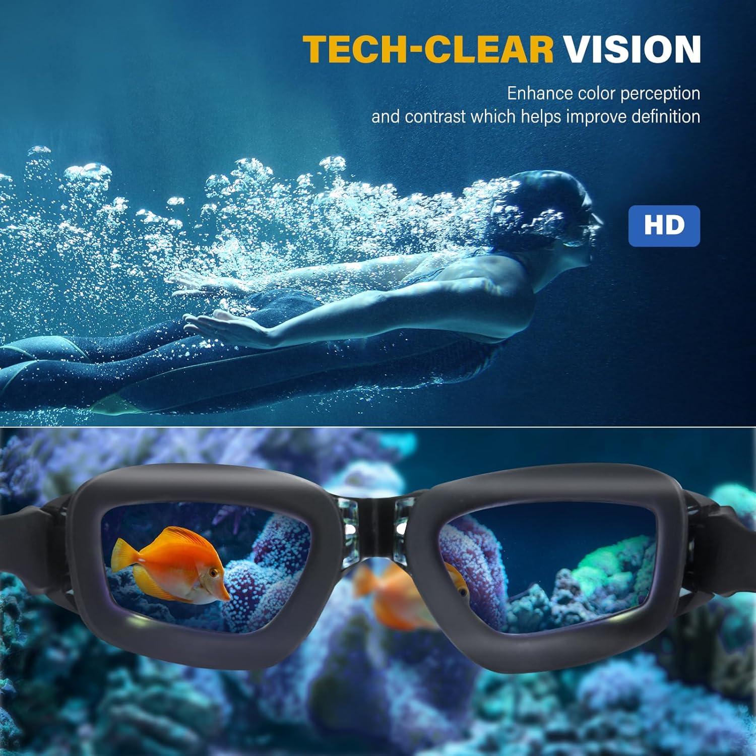 logclub Swim Goggles for Men Women – Adult Swimming Goggles Anti Fog UV Protection No Leak with Ear Plugs