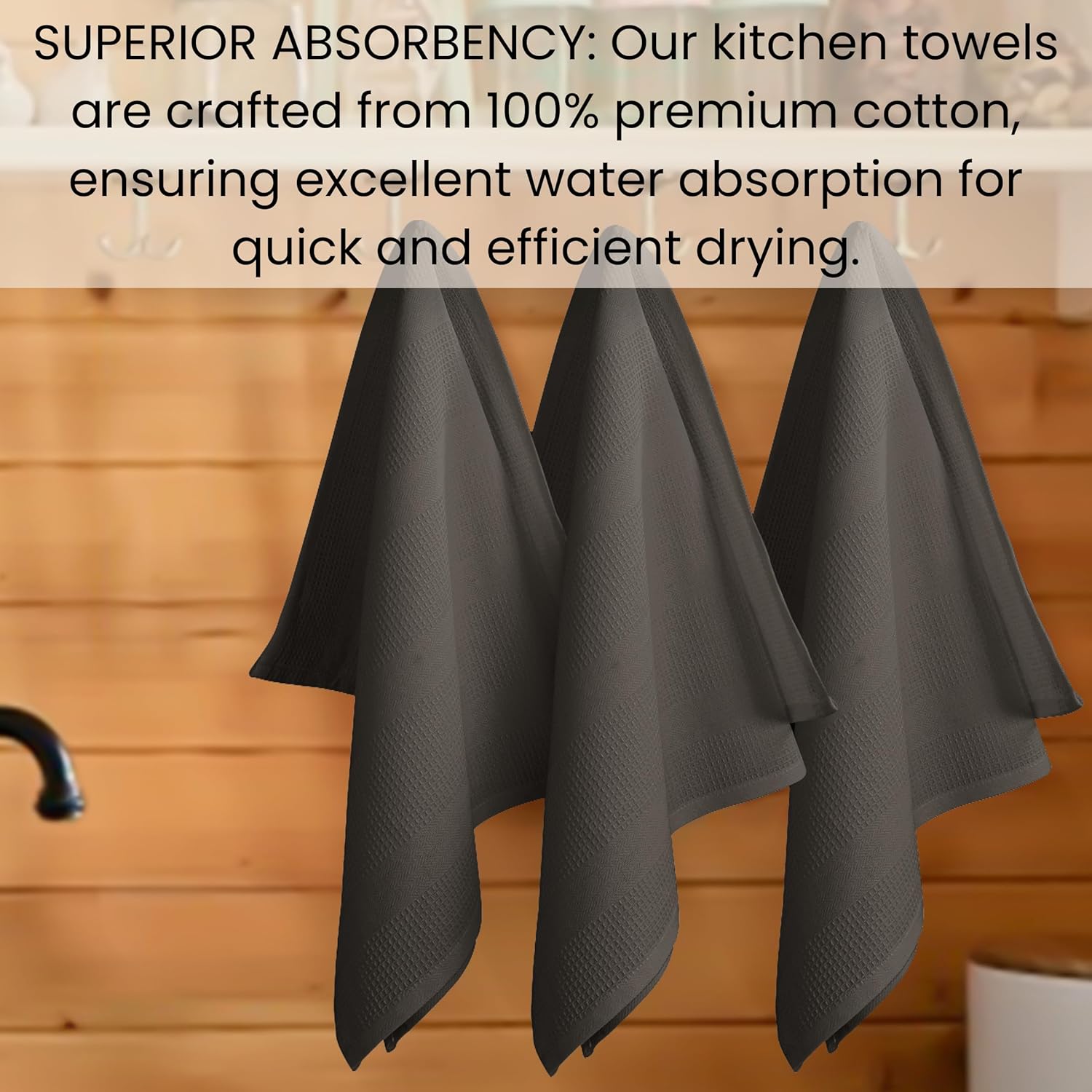 Juego de 6 toallas de cocina de punto gofre, paquete de 6 paños de cocina de algodón para secar platos de 16 x 28 pulgadas, toallas de mano de