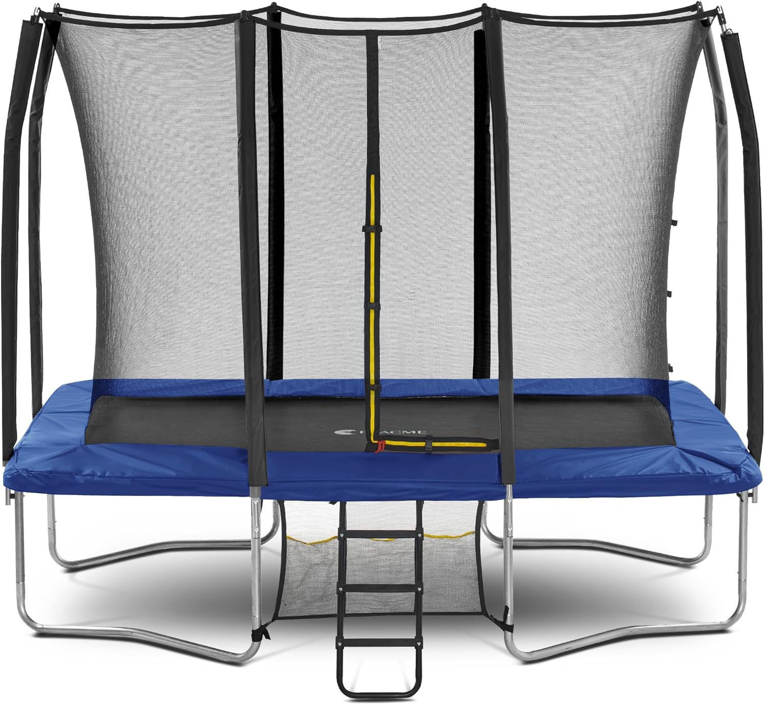 Exacme Trampolín rectangular de 7 x 10 y 8 x 12 pies para niños, doble abertura, pequeño trampolín rectangular para exteriores con red de cierre, 4