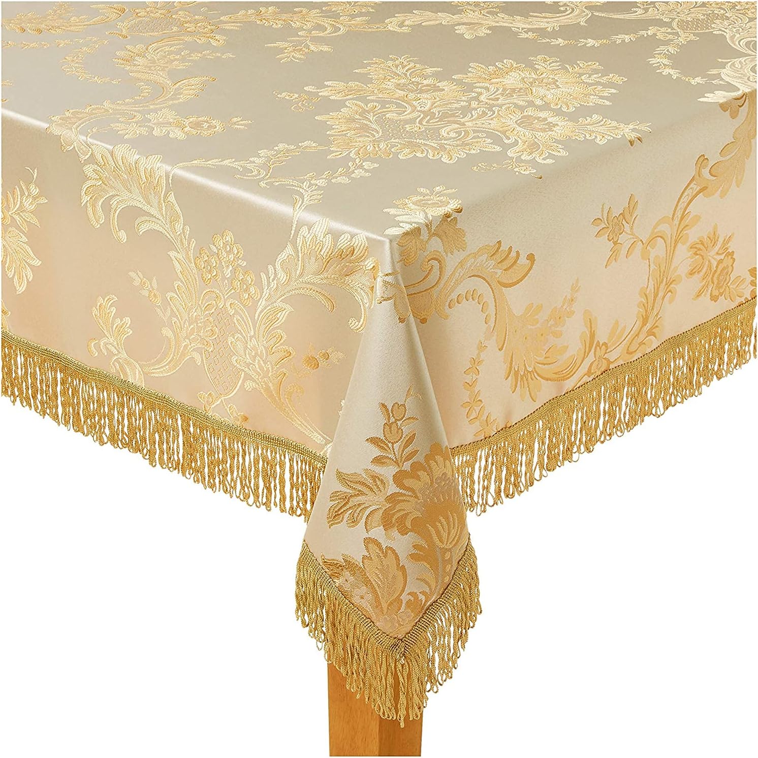 Violet Linen Majestic Damask – Mantel con diseño de damasco, color beige, 54 x 72 pulgadas, rectangular