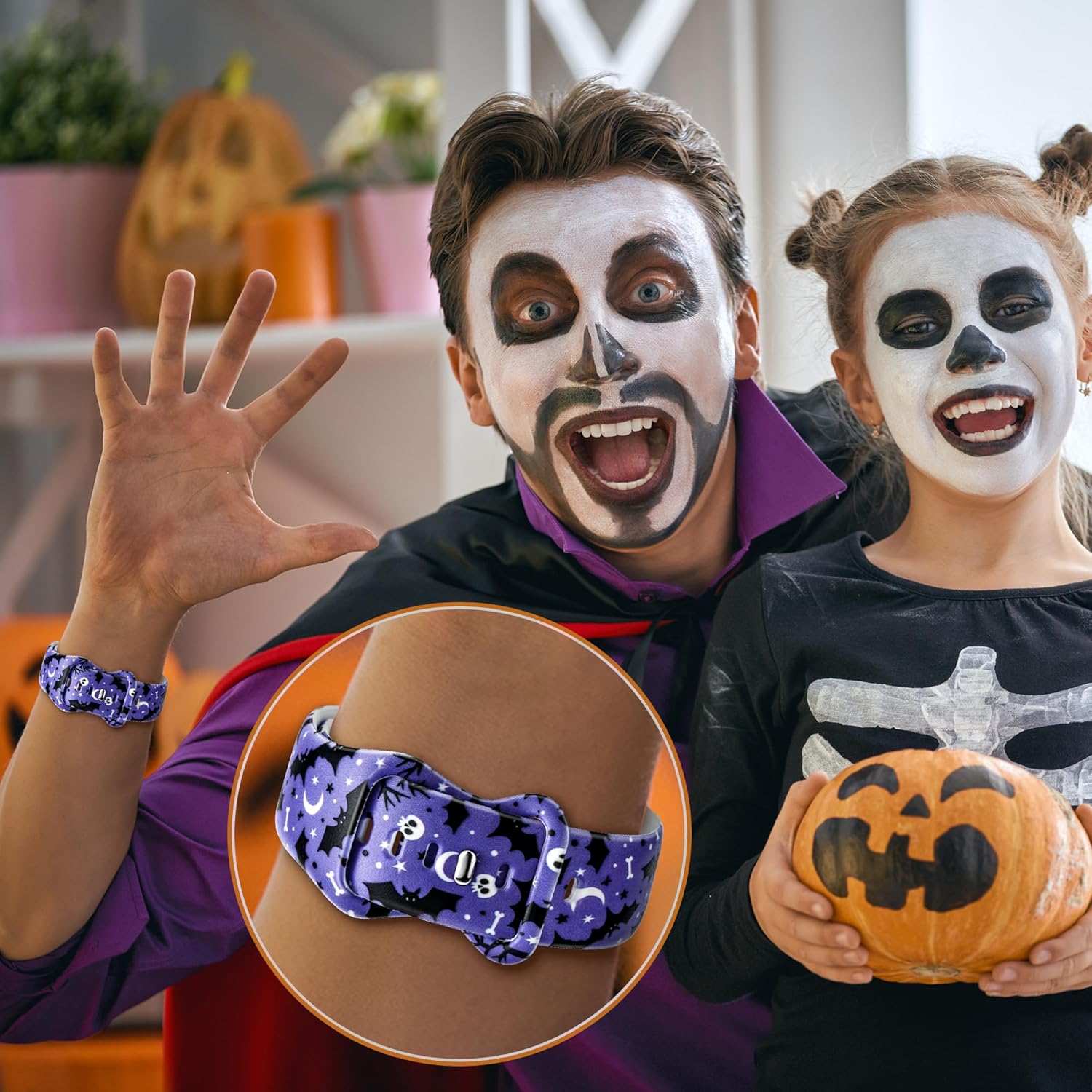 Paquete de 2 correas de Navidad de Halloween compatibles con Apple Watch de 1.614 in 1.575 in 1.496 in iWatch SE Series 9 8 7 6 5 4 3 2 1 para