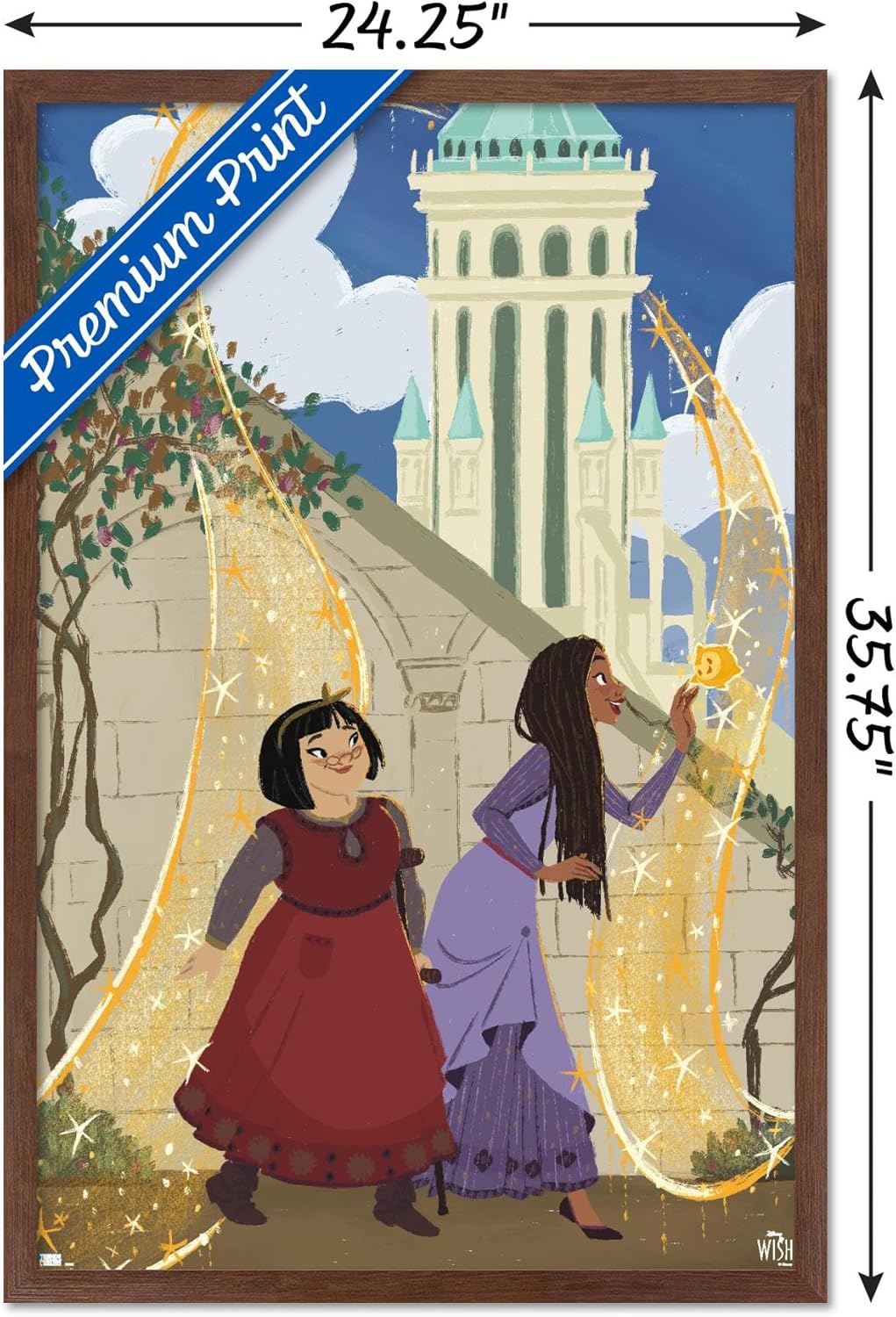Trends International Disney Wish – Póster de collage de 3 (Friends), póster de pared, 22.37 x 34.00 pulgadas, versión enmarcada de caoba