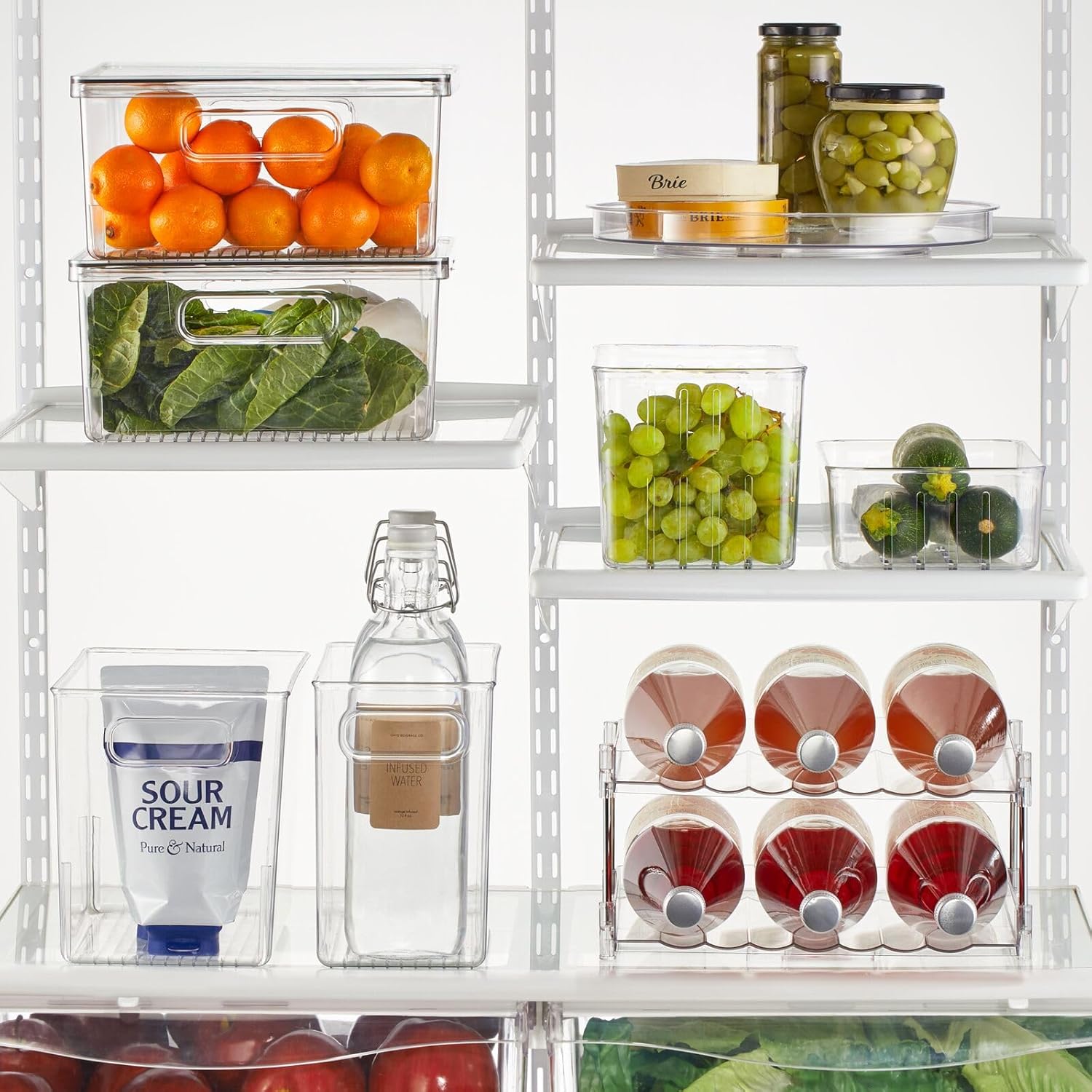 mDesign Contenedor organizador de plástico para almacenamiento de alimentos, contenedor con rejillas de ventilación abiertas para cocina, despensa,