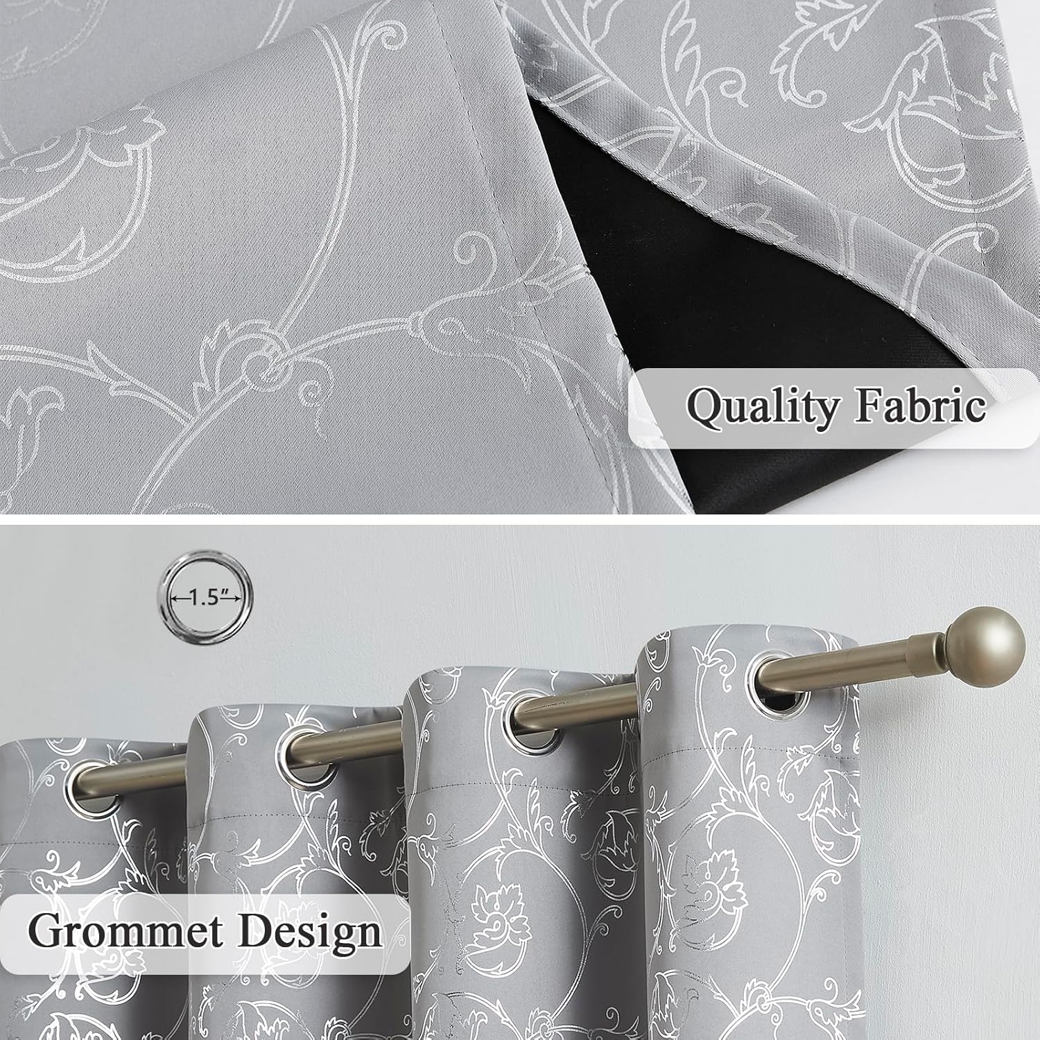 Enactex Cortinas opacas completas de 63 pulgadas de largo para dormitorio, aislamiento térmico, reducción de ruido, con ojales, tratamiento de