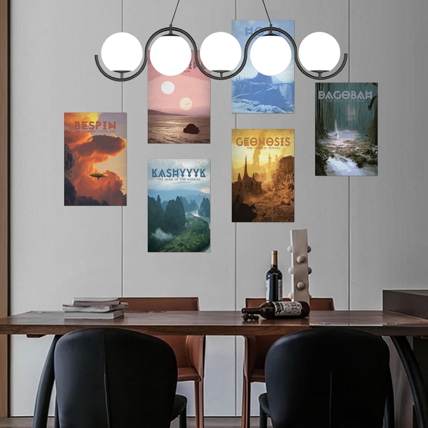 Paquete de 12 pósteres de película de estrellas estilo viaje de 8 x 12 pulgadas, póster espacial de cartón, arte de pared para sala de estar de