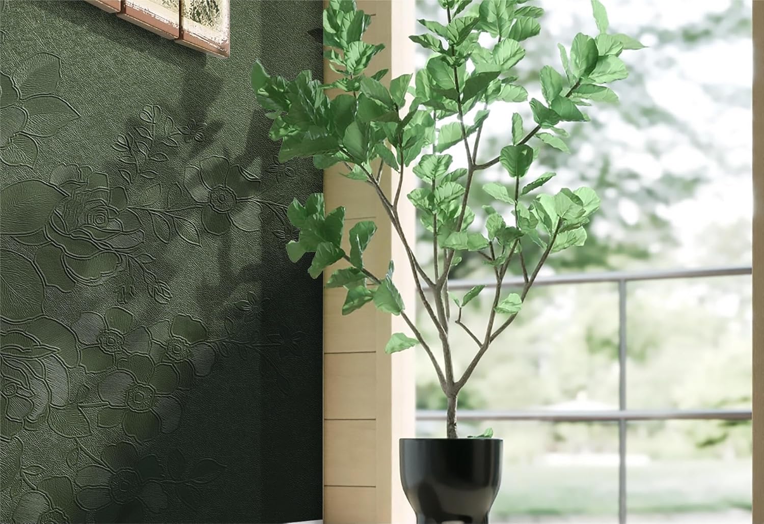 Dimoon Papel tapiz de 78.7 x 17.3 pulgadas, papel tapiz grueso en relieve de flores para despegar y pegar, papel de contacto verde floral, papel de