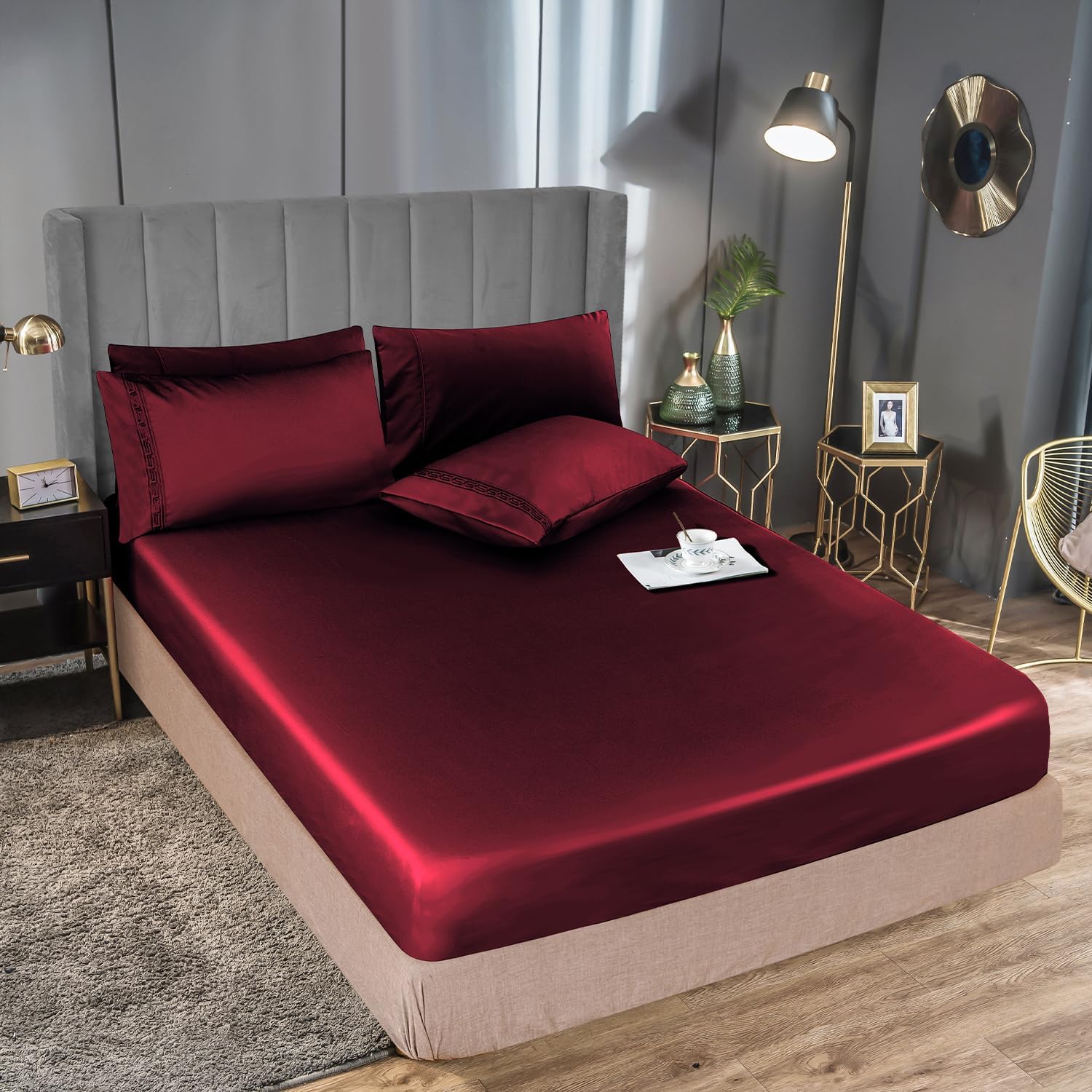 MCO Bedding Twin Bed Sheets Set – Rayon Derived from Bamboo Sheets – Cooling Breathable Bedding Set with 16″ Deep Pocket Design (4 Pieces, Twin,